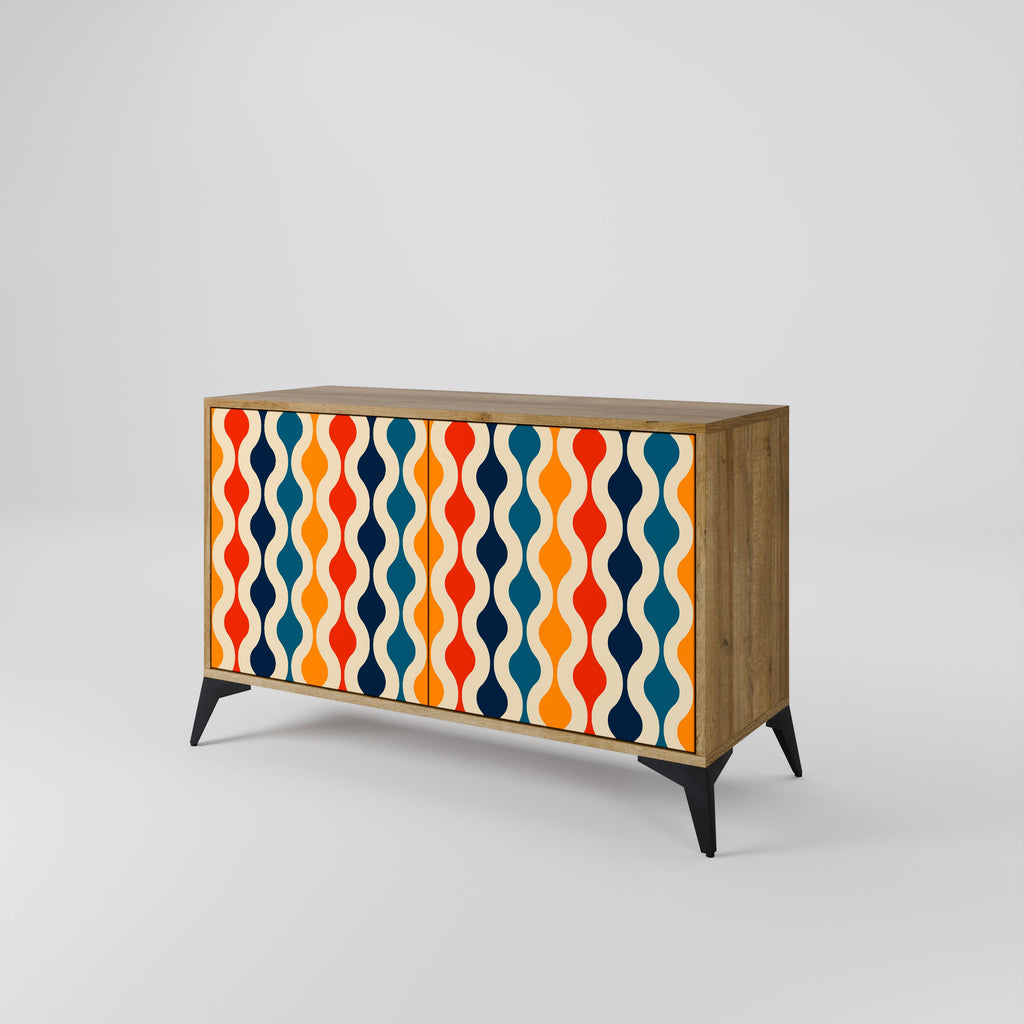 COLORFUL NOSTALGIA Sideboard mit 2 Türen in Eichenoptik