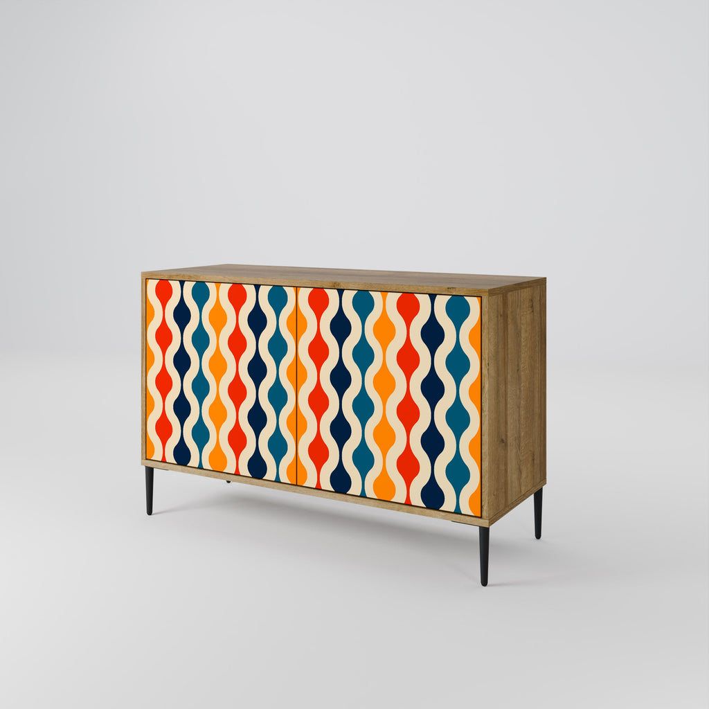 COLORFUL NOSTALGIA Sideboard mit 2 Türen in Eichenoptik
