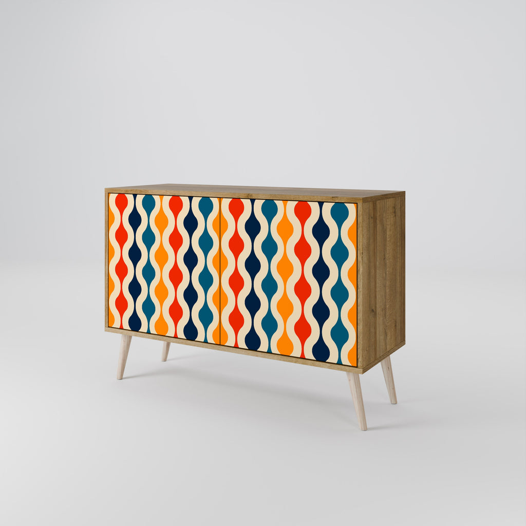 COLORFUL NOSTALGIA Sideboard mit 2 Türen in Eichenoptik