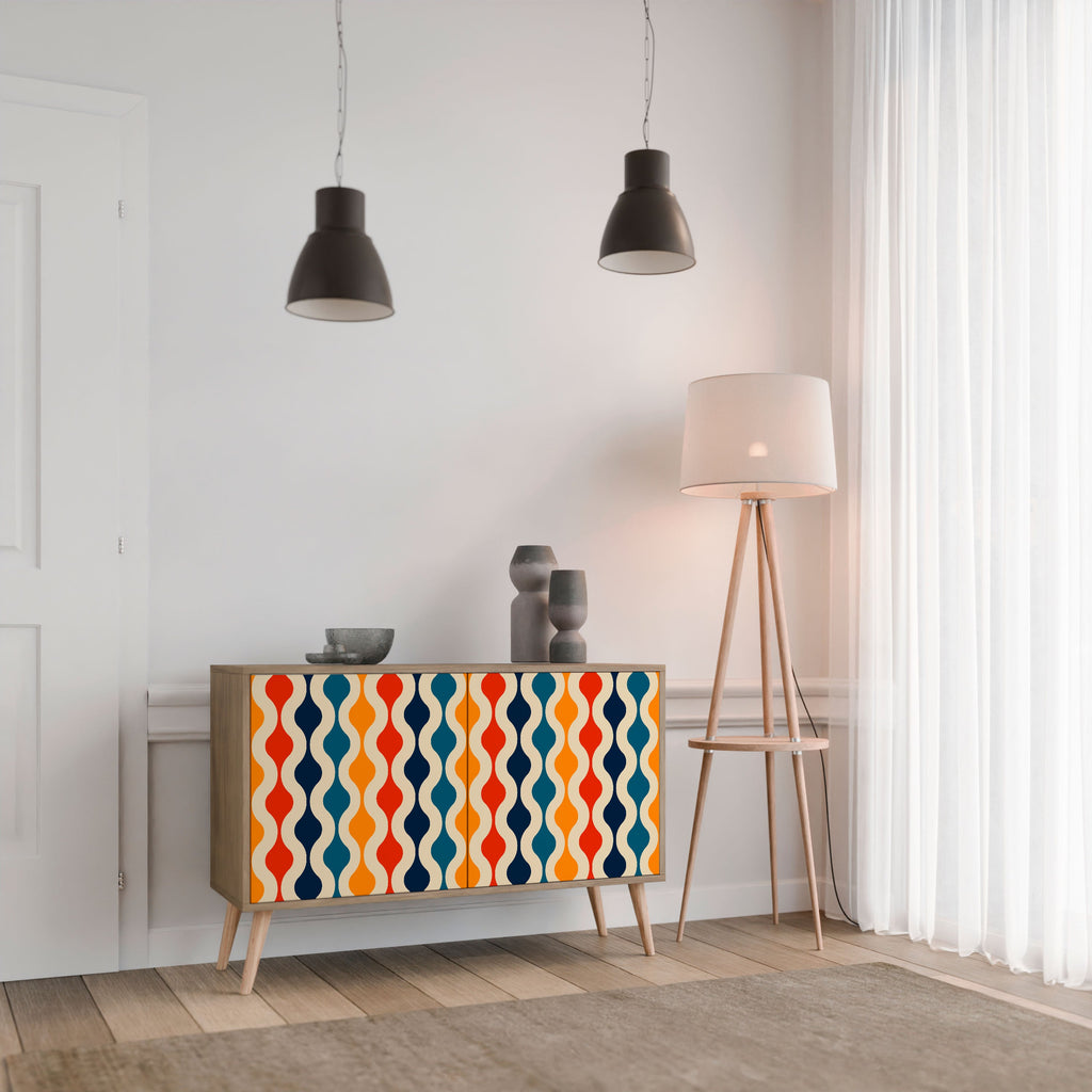 COLORFUL NOSTALGIA Sideboard mit 2 Türen in Eichenoptik