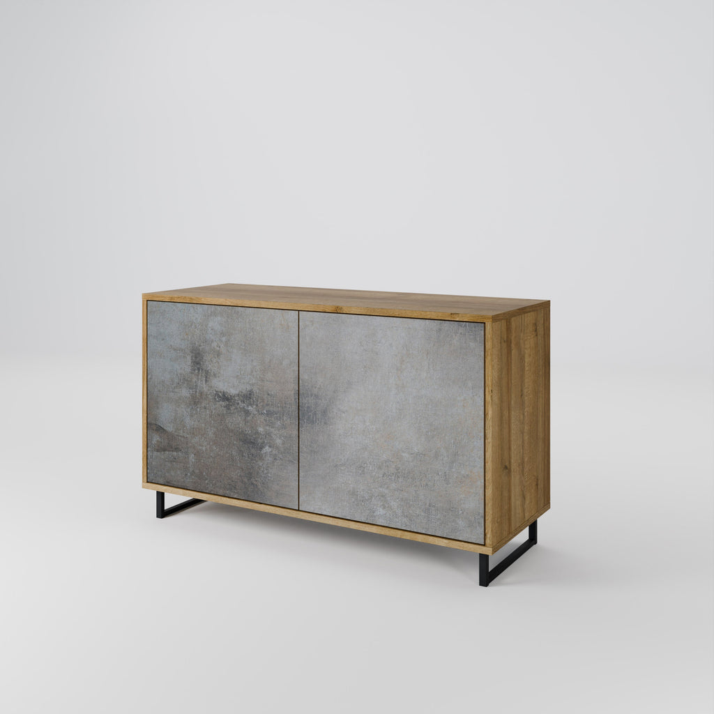 CONCRETE WALL Sideboard mit 2 Türen in Eichenoptik