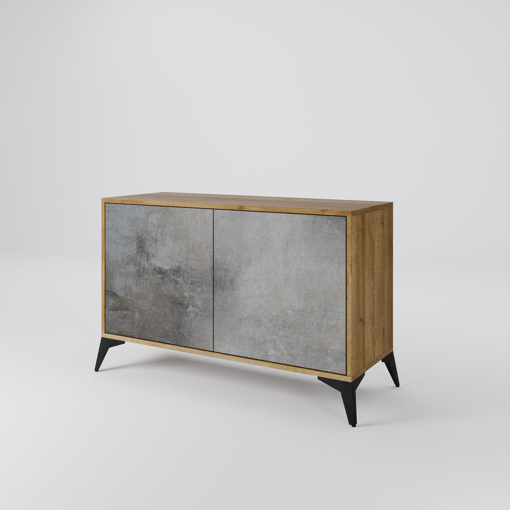 CONCRETE WALL Sideboard mit 2 Türen in Eichenoptik