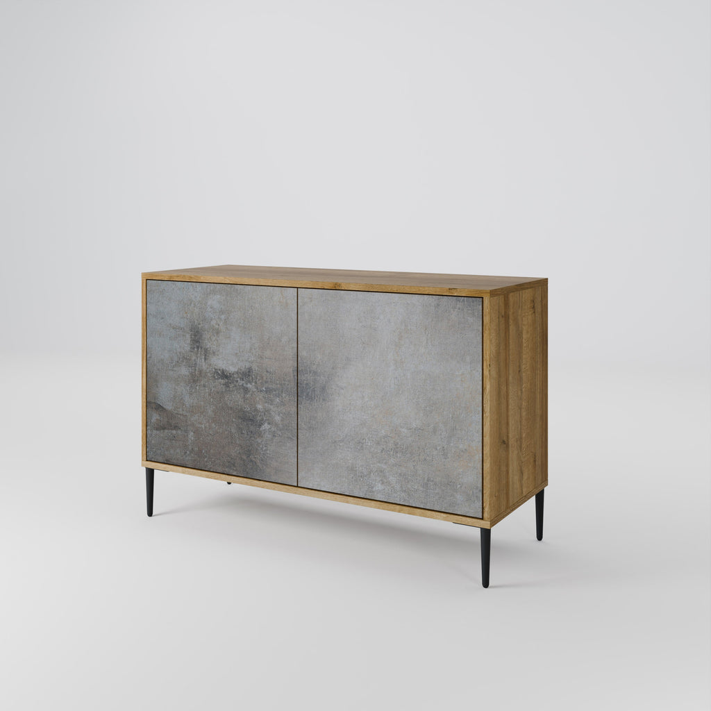 CONCRETE WALL Sideboard mit 2 Türen in Eichenoptik