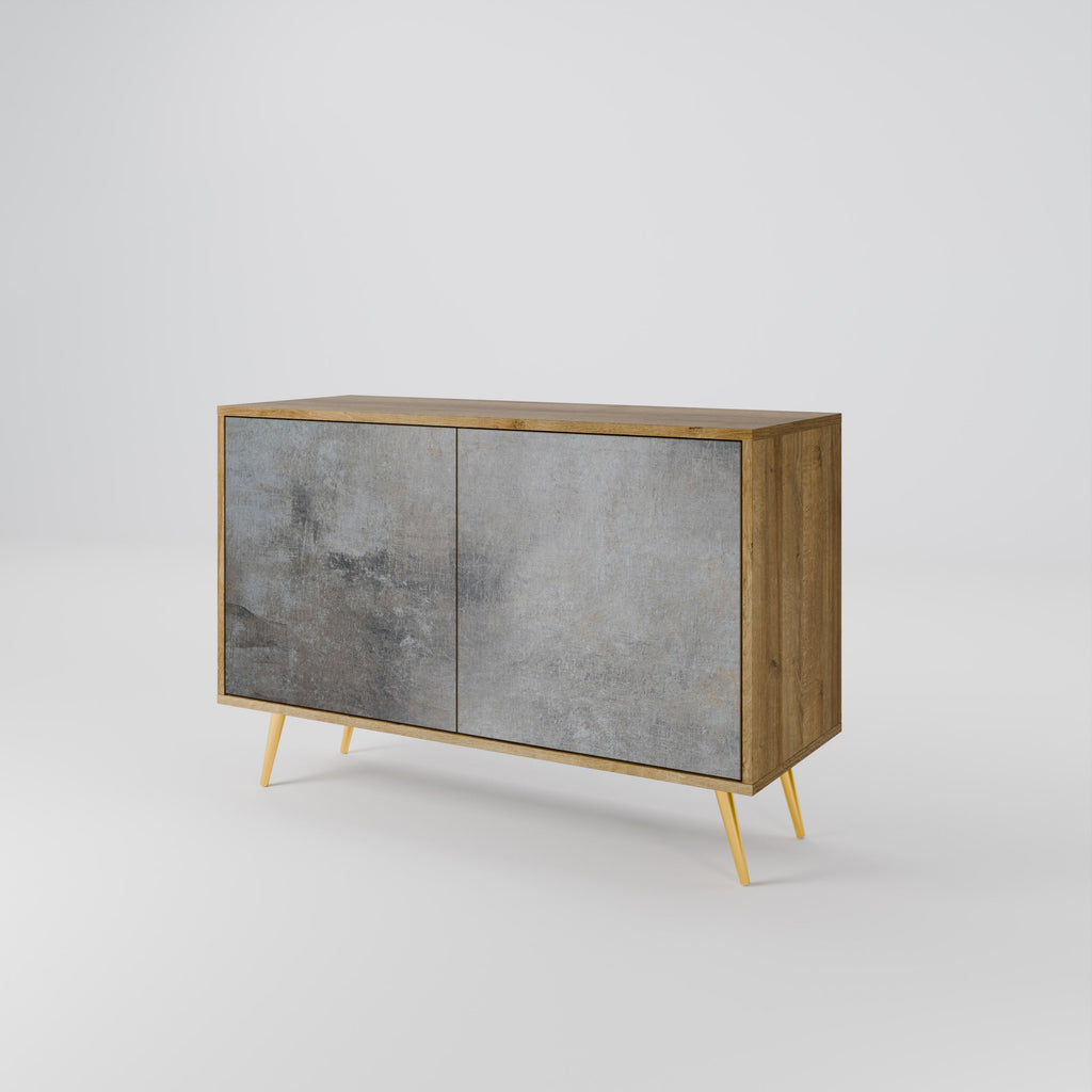 CONCRETE WALL Sideboard mit 2 Türen in Eichenoptik