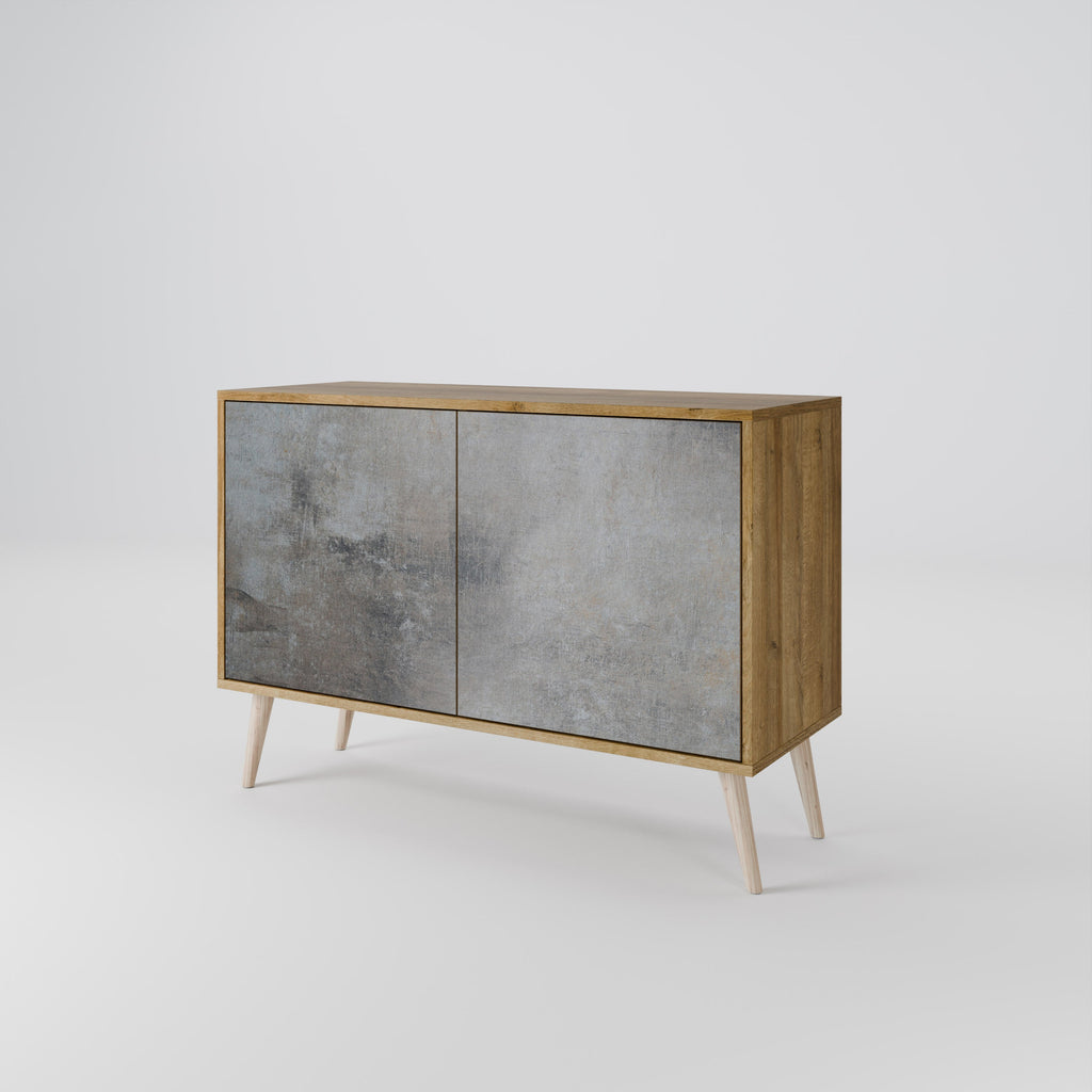 CONCRETE WALL Sideboard mit 2 Türen in Eichenoptik