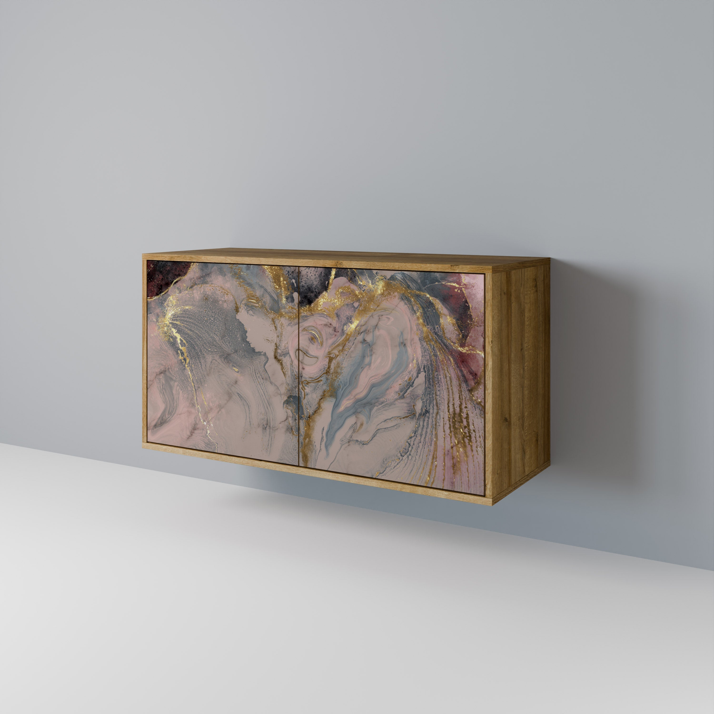 GILDED SWIRLS Sideboard mit 2 Türen in Eichenoptik