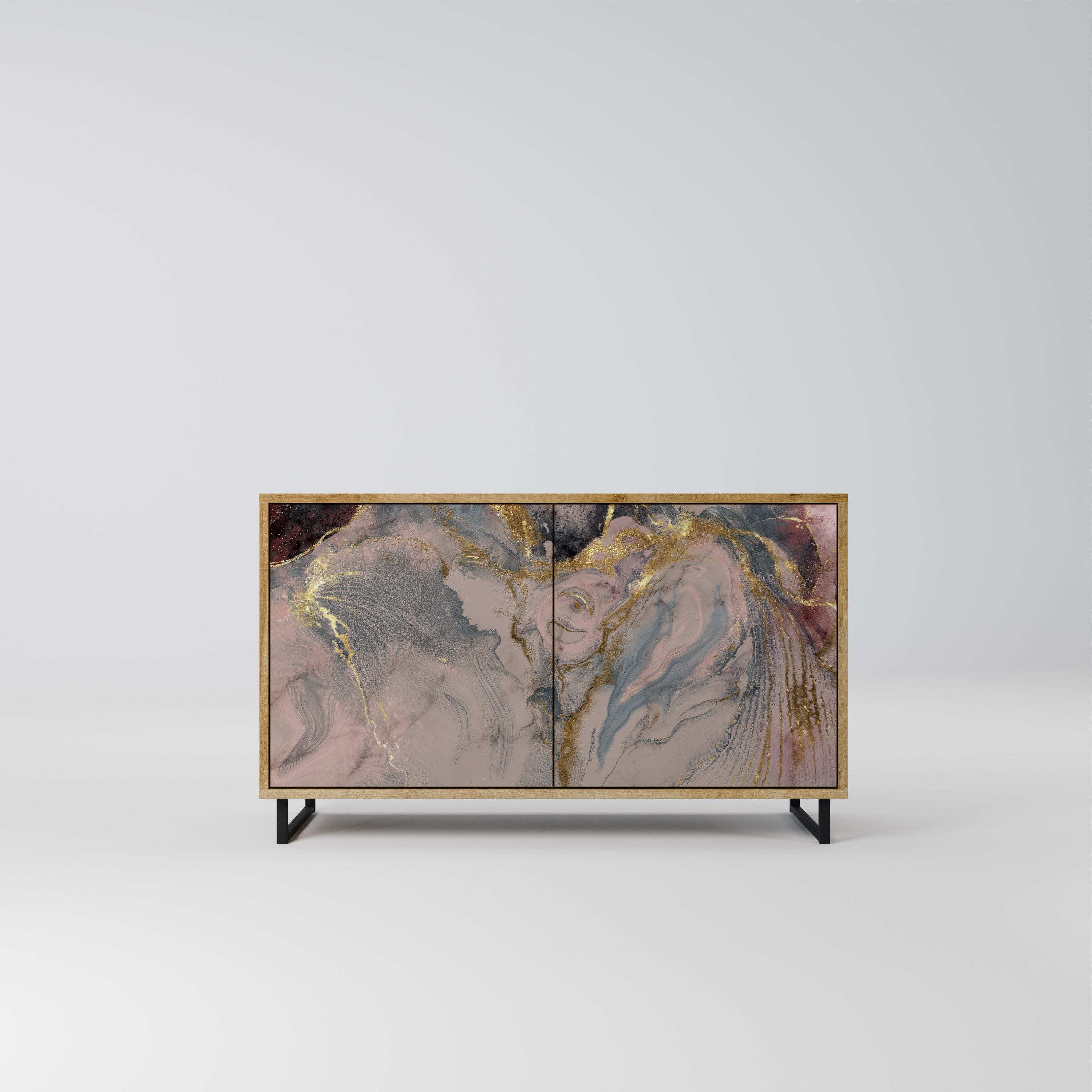 GILDED SWIRLS Sideboard mit 2 Türen in Eichenoptik