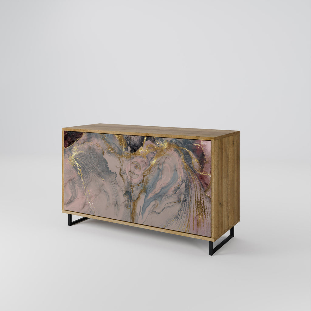 GILDED SWIRLS Sideboard mit 2 Türen in Eichenoptik