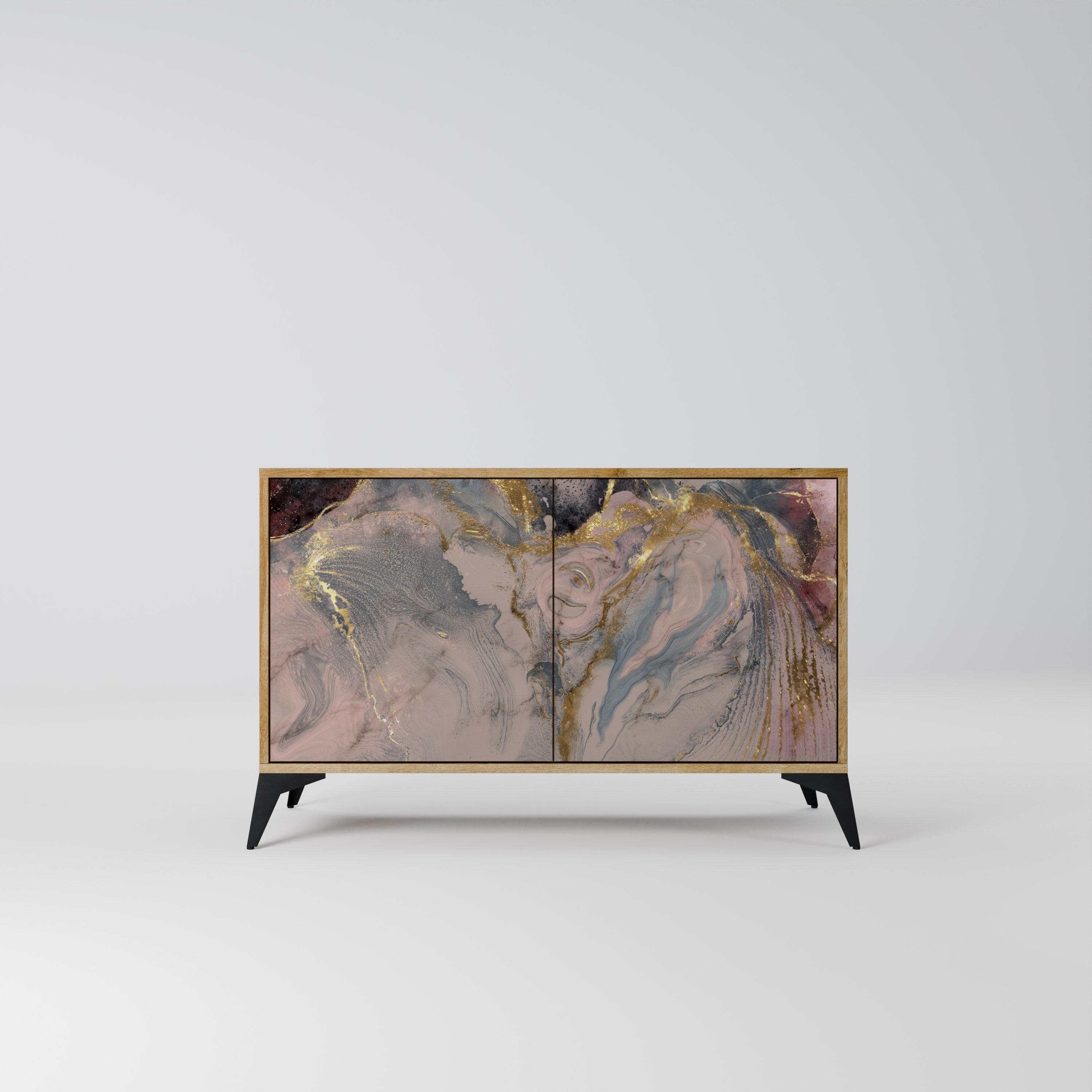 GILDED SWIRLS Sideboard mit 2 Türen in Eichenoptik