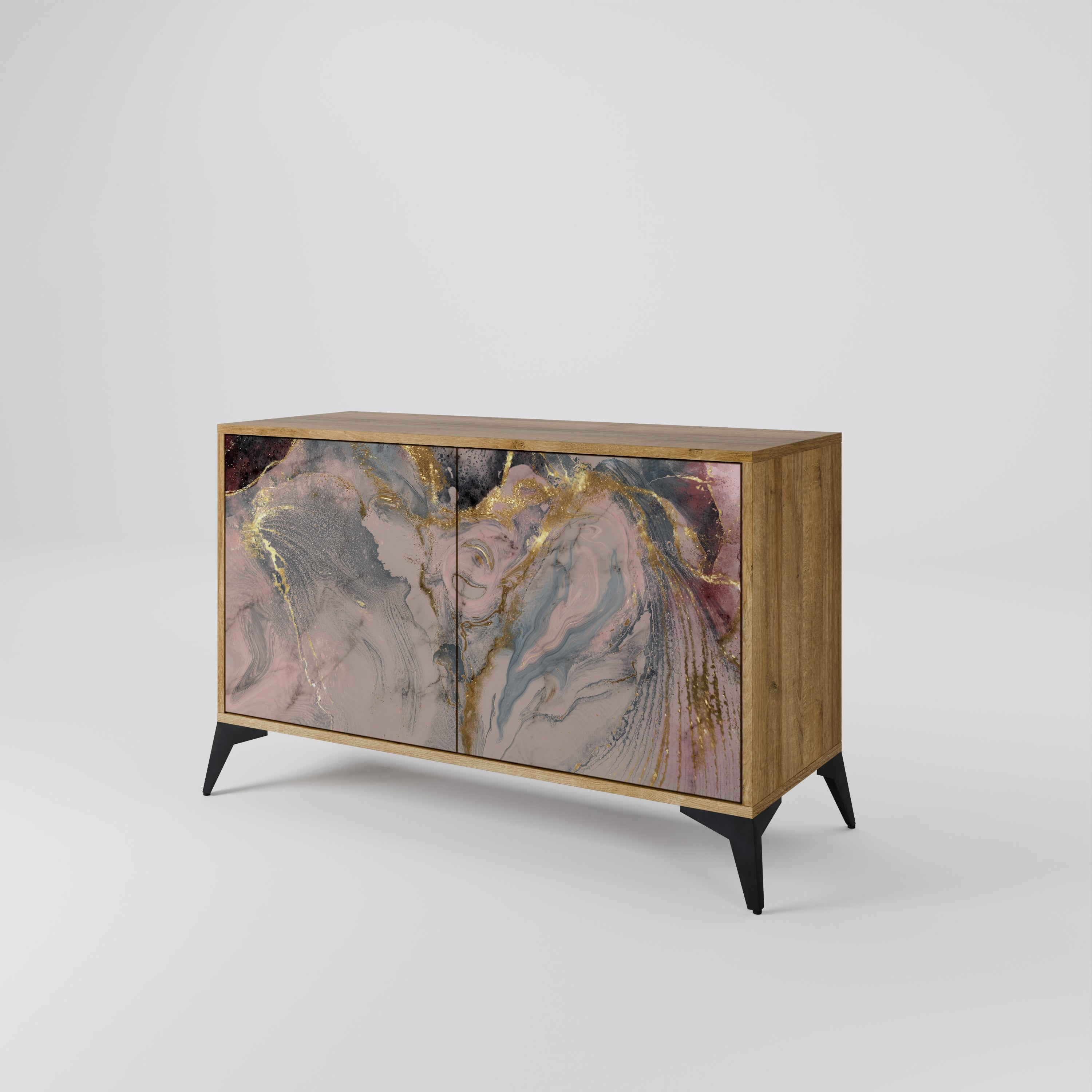 GILDED SWIRLS Sideboard mit 2 Türen in Eichenoptik