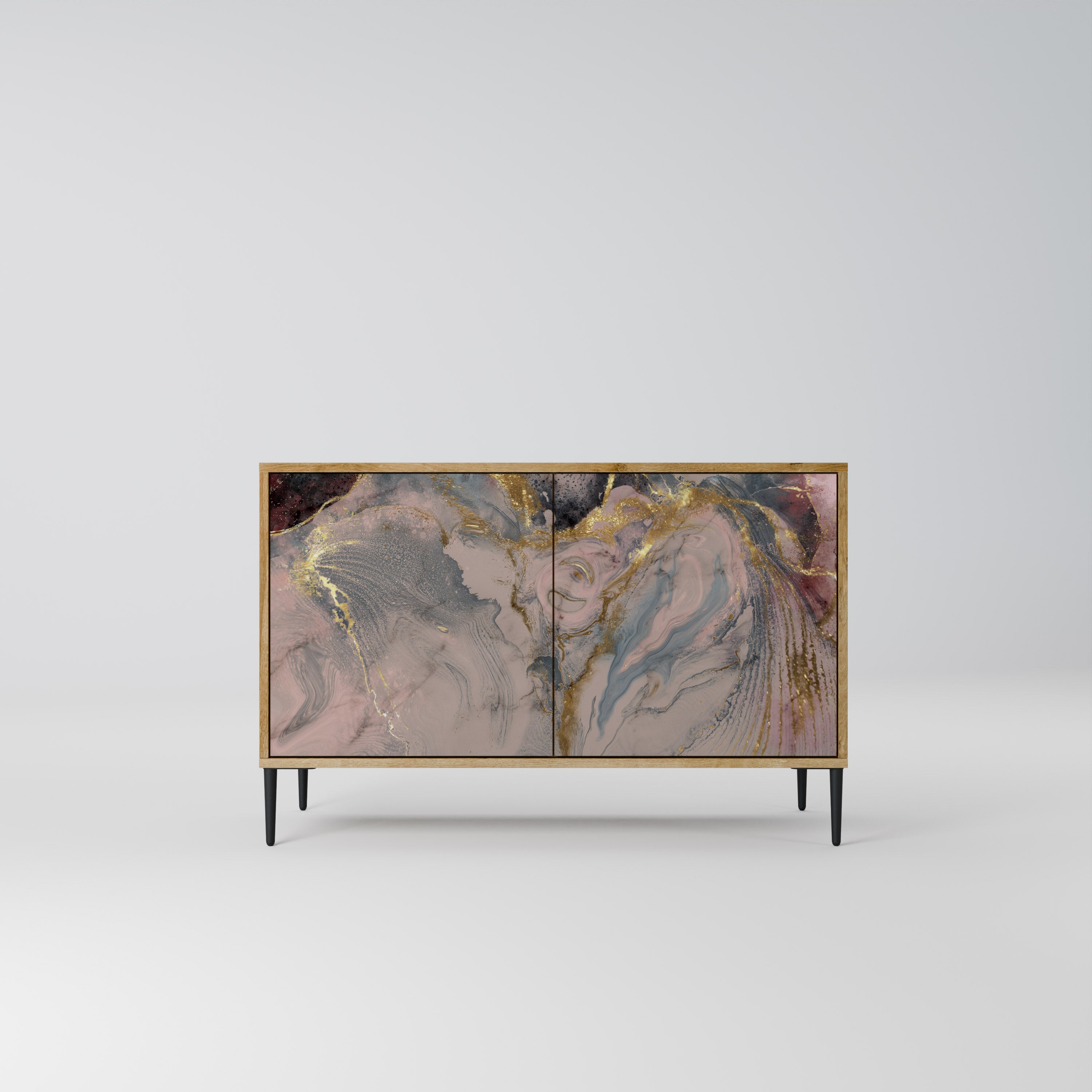 GILDED SWIRLS Sideboard mit 2 Türen in Eichenoptik