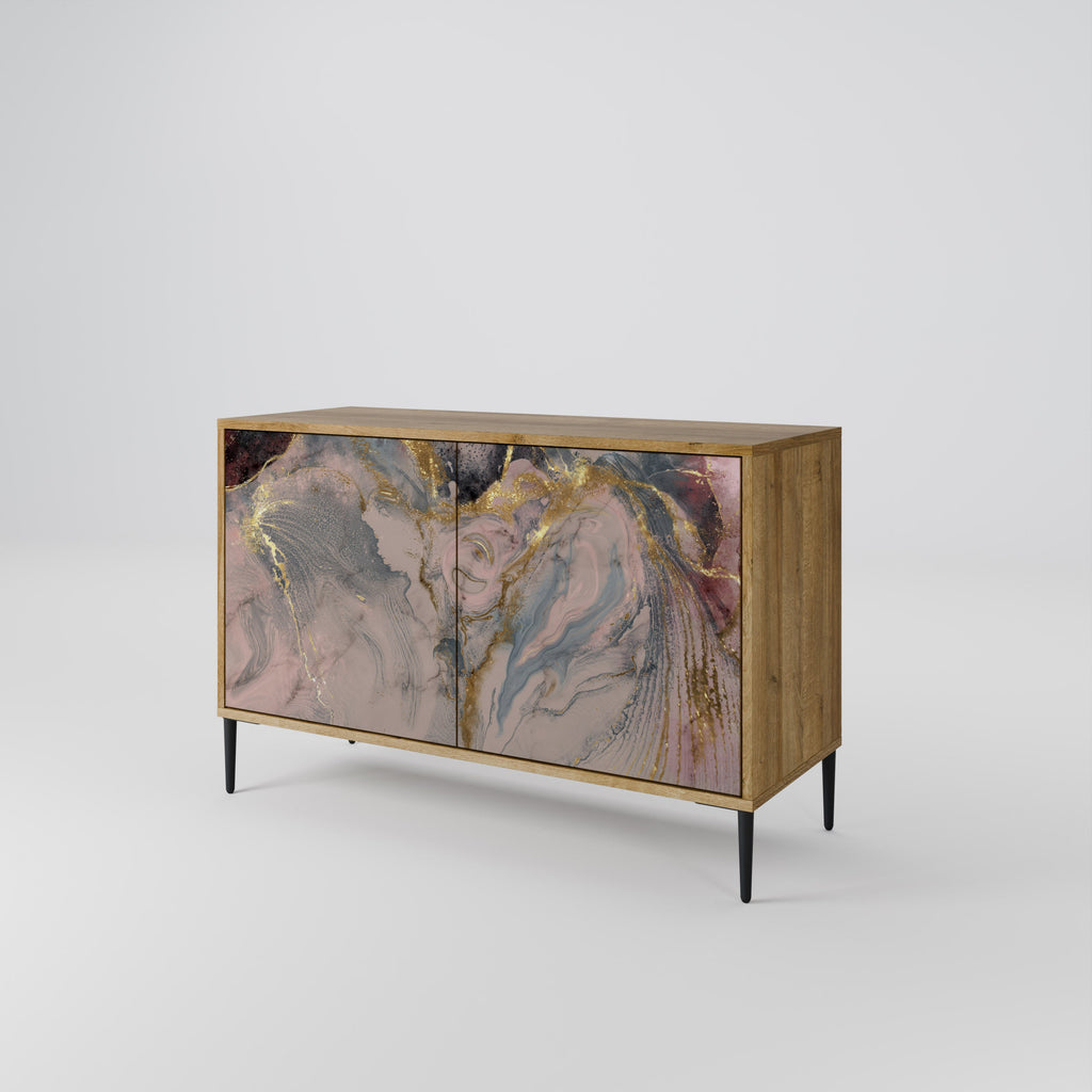 GILDED SWIRLS Sideboard mit 2 Türen in Eichenoptik