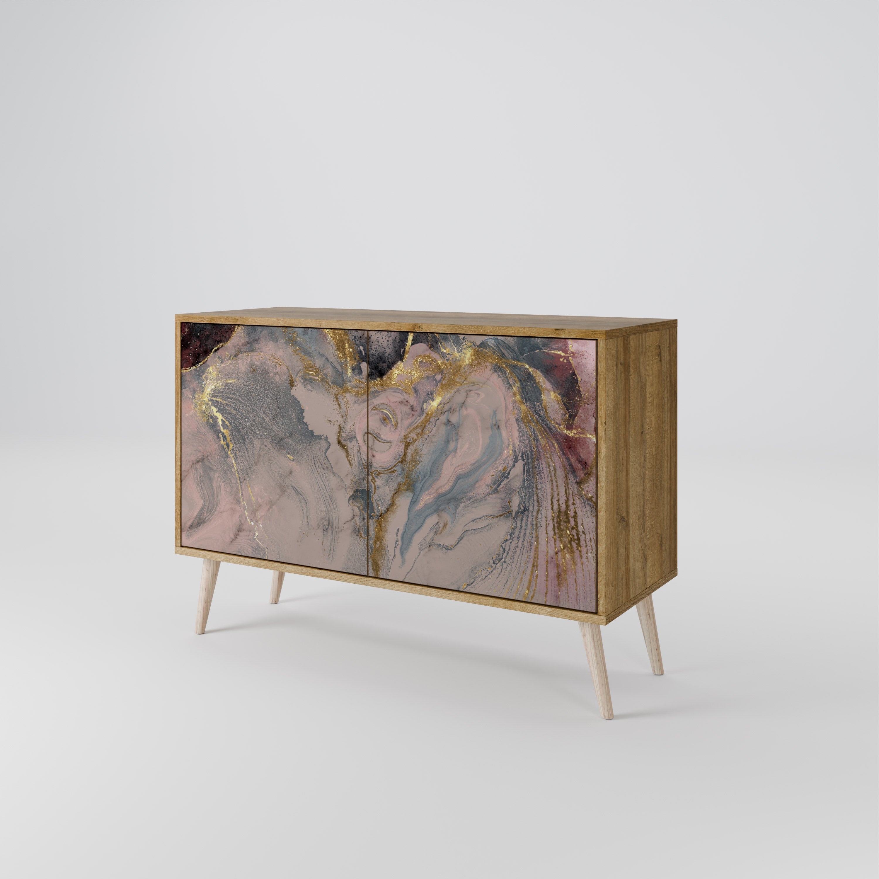 GILDED SWIRLS Sideboard mit 2 Türen in Eichenoptik