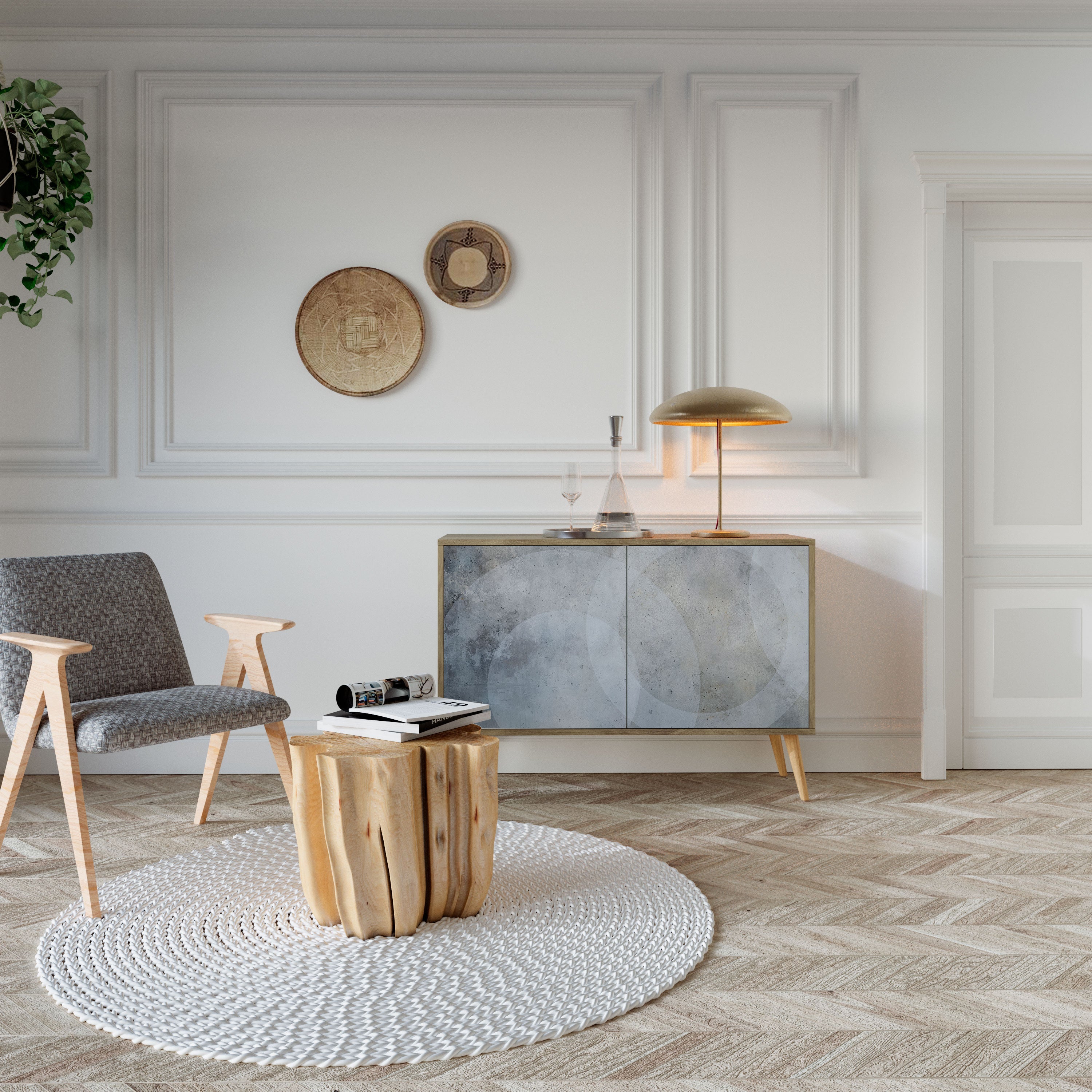 MUTED ARC Sideboard mit 2 Türen in Eichenoptik