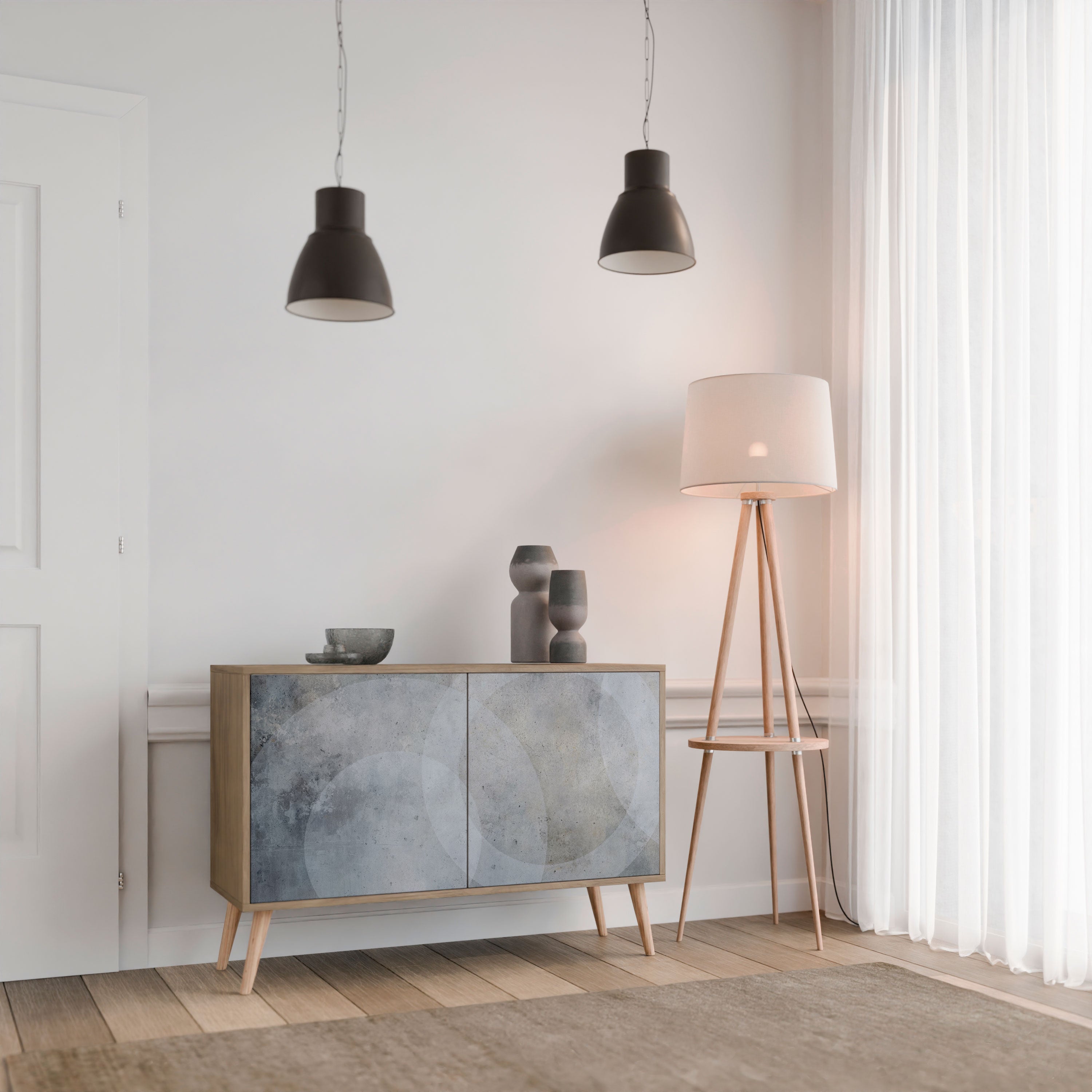 MUTED ARC Sideboard mit 2 Türen in Eichenoptik