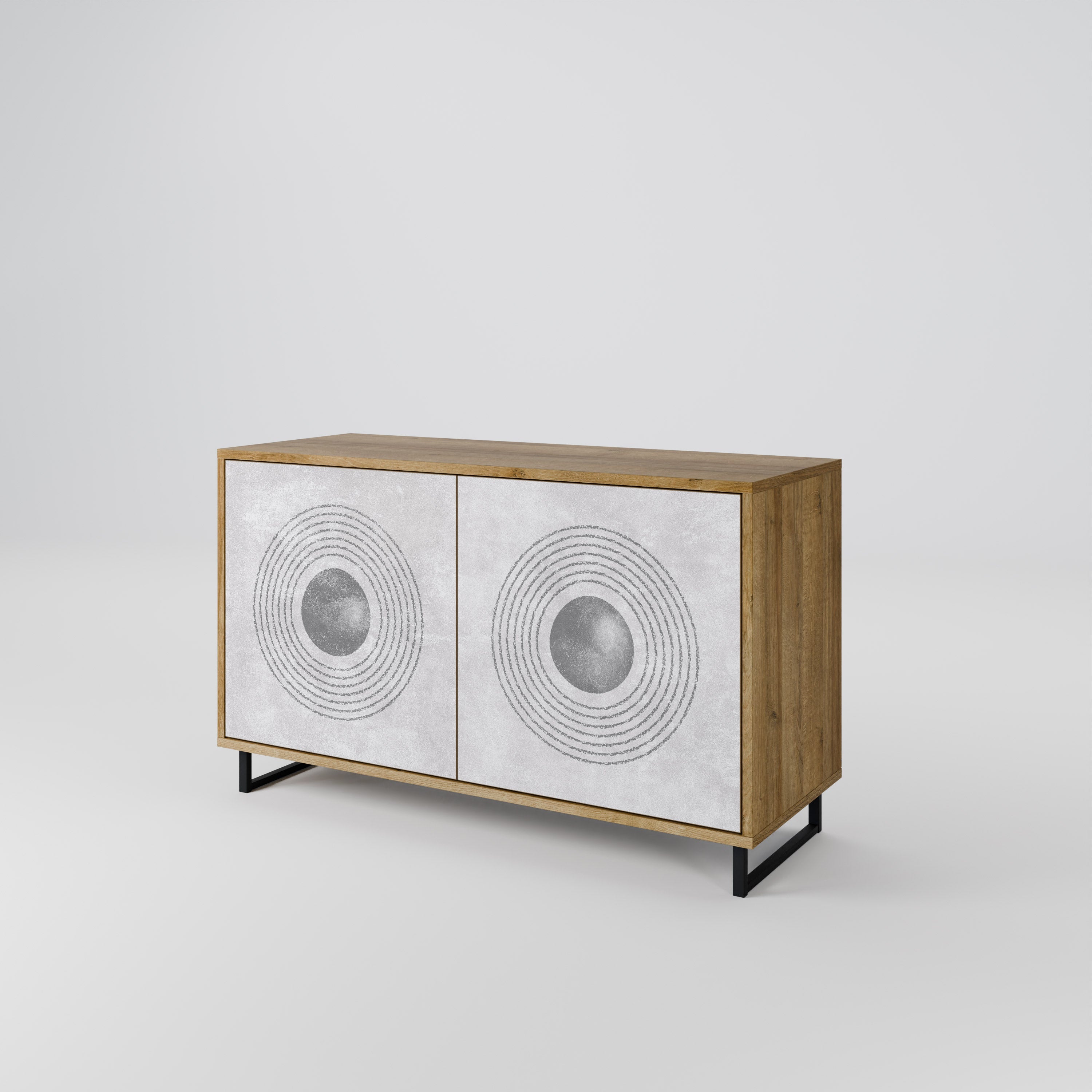 SOLID CIRCLES Sideboard mit 2 Türen in Eichenoptik