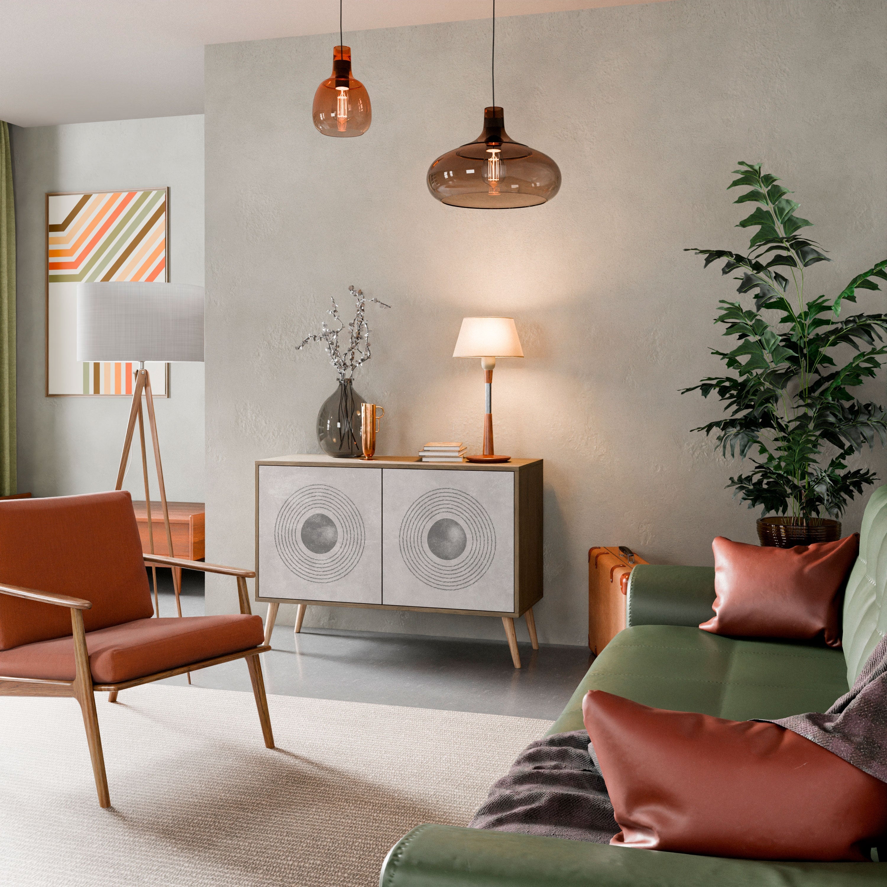 SOLID CIRCLES Sideboard mit 2 Türen in Eichenoptik