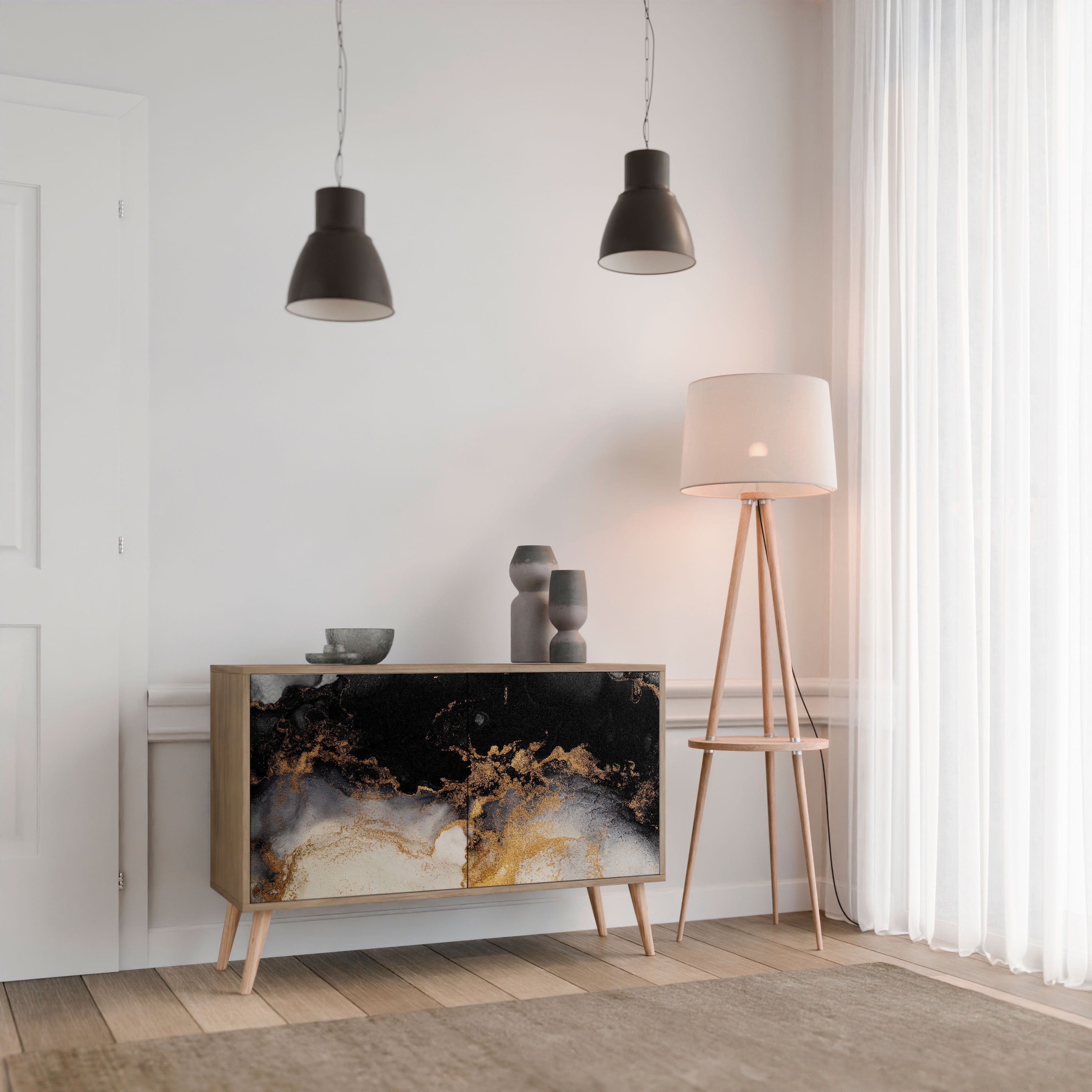 MARBLE OF TOMMORROW Sideboard mit 2 Türen in Eichenoptik
