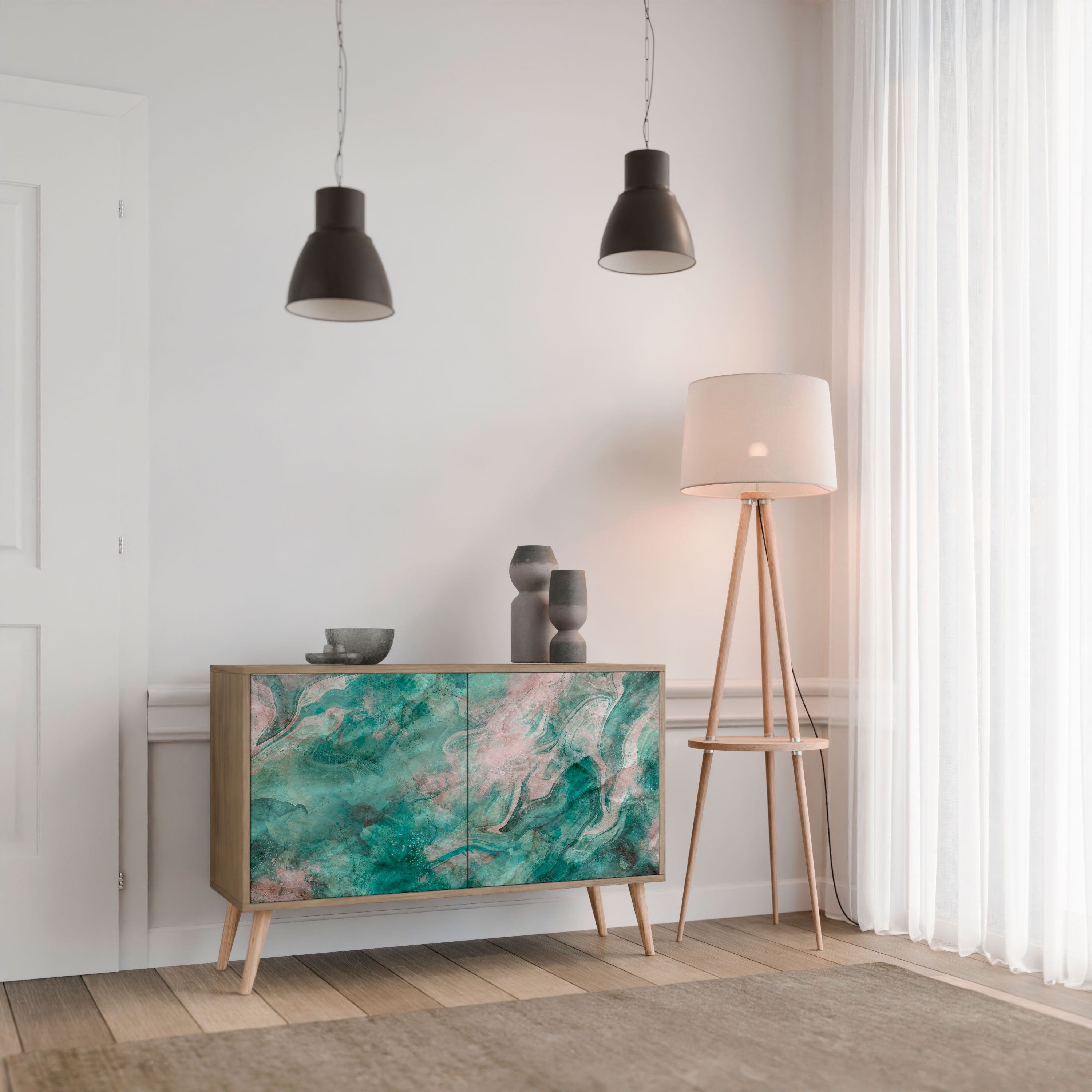 ABSTRACT ALCHEMY Sideboard mit 2 Türen in Eichenoptik