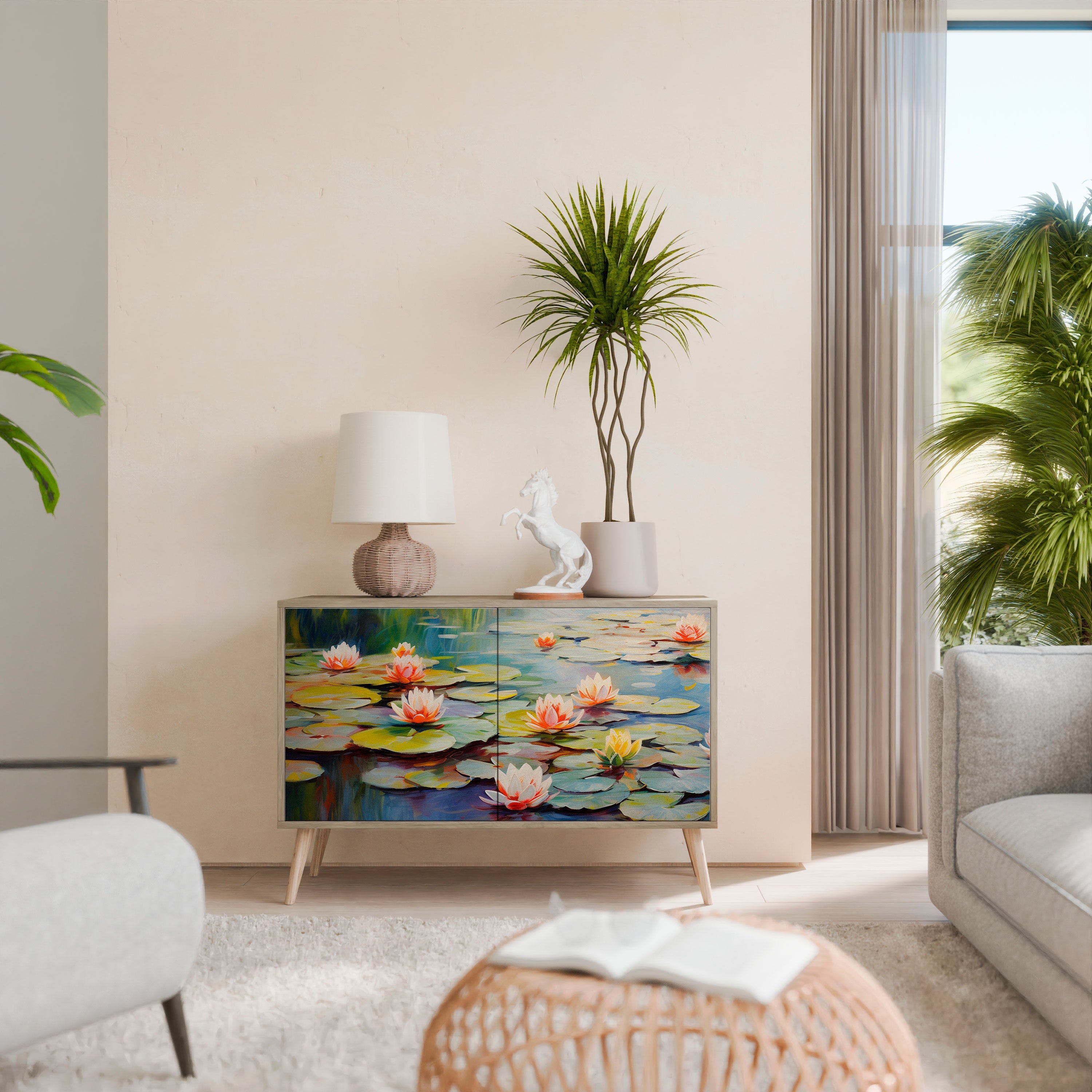 BLOOMING WATERS Sideboard mit 2 Türen in Eichenoptik