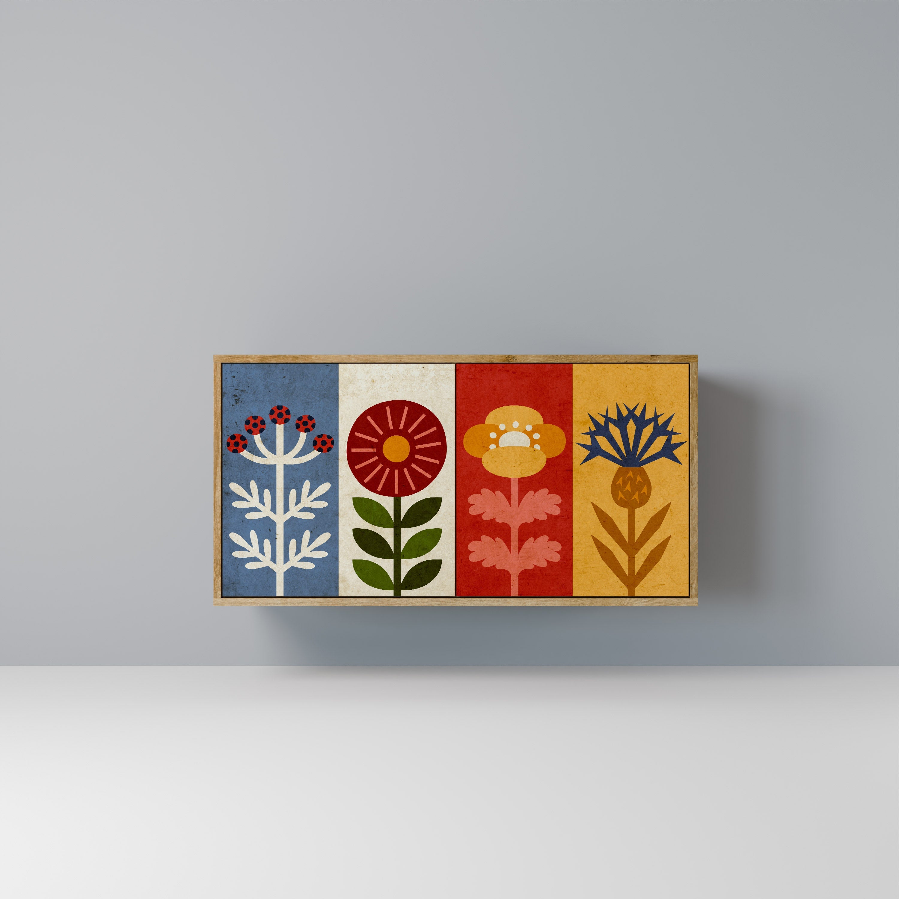 SCANDIC FLOWERET Sideboard mit 2 Türen in Eichenoptik