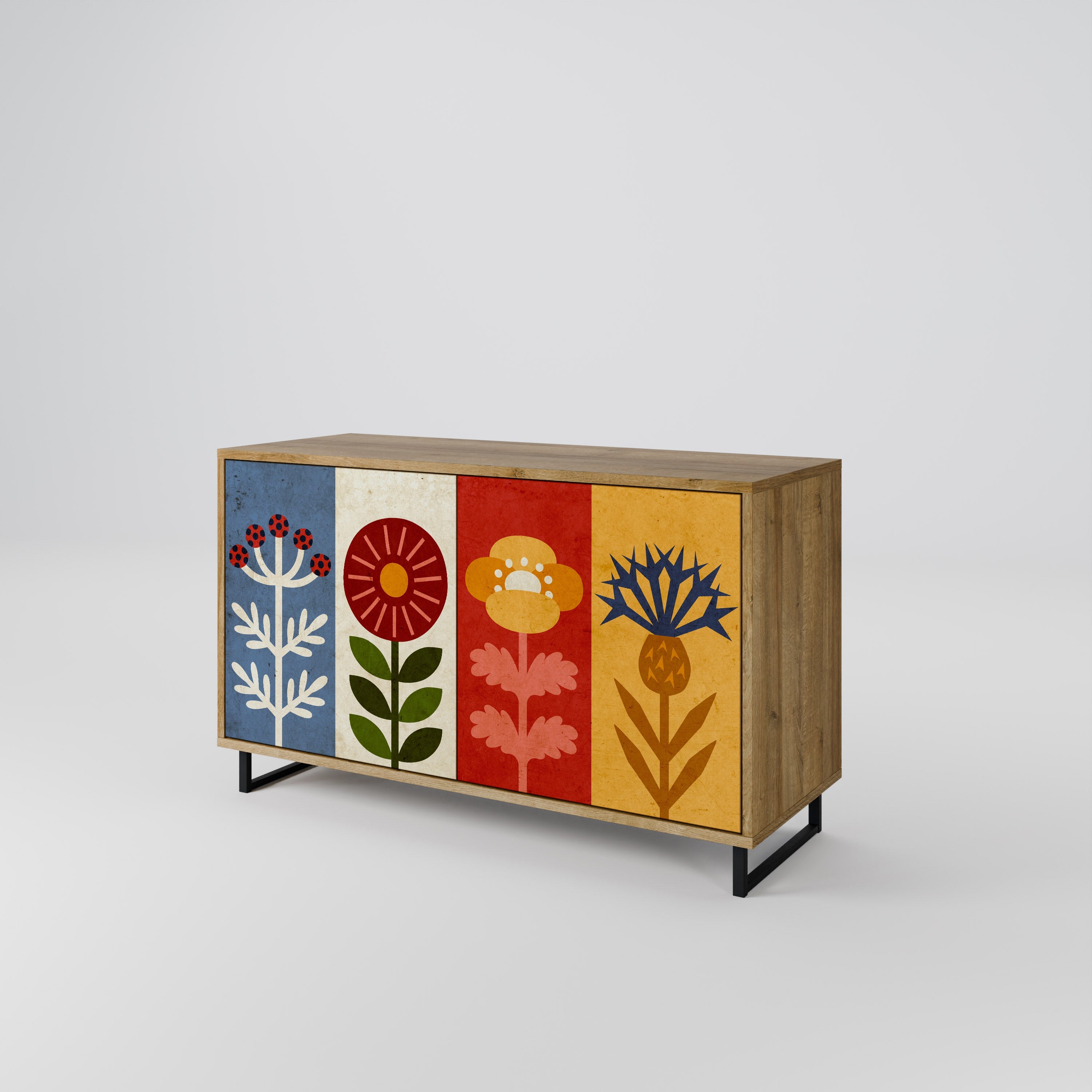 SCANDIC FLOWERET Sideboard mit 2 Türen in Eichenoptik