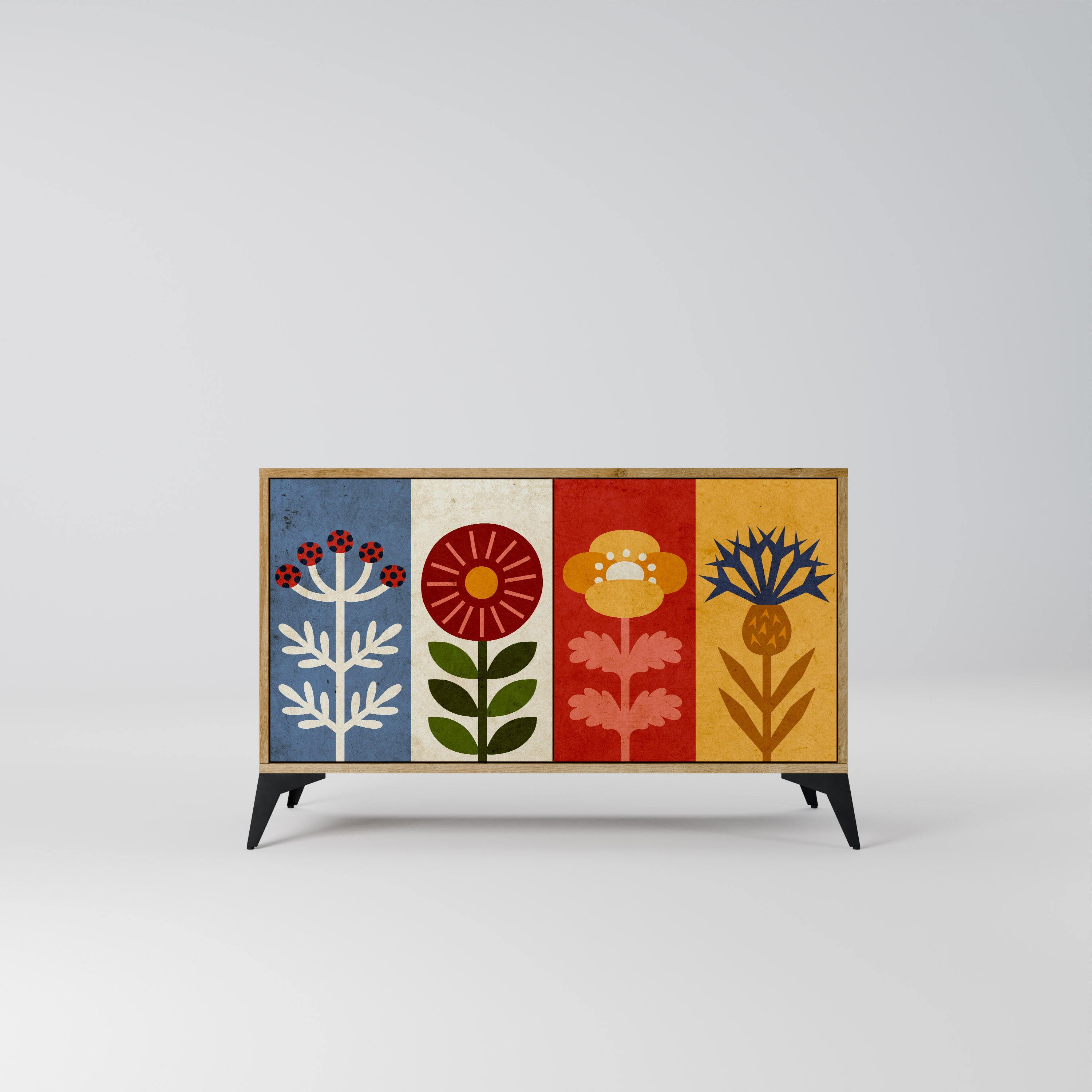 SCANDIC FLOWERET Sideboard mit 2 Türen in Eichenoptik