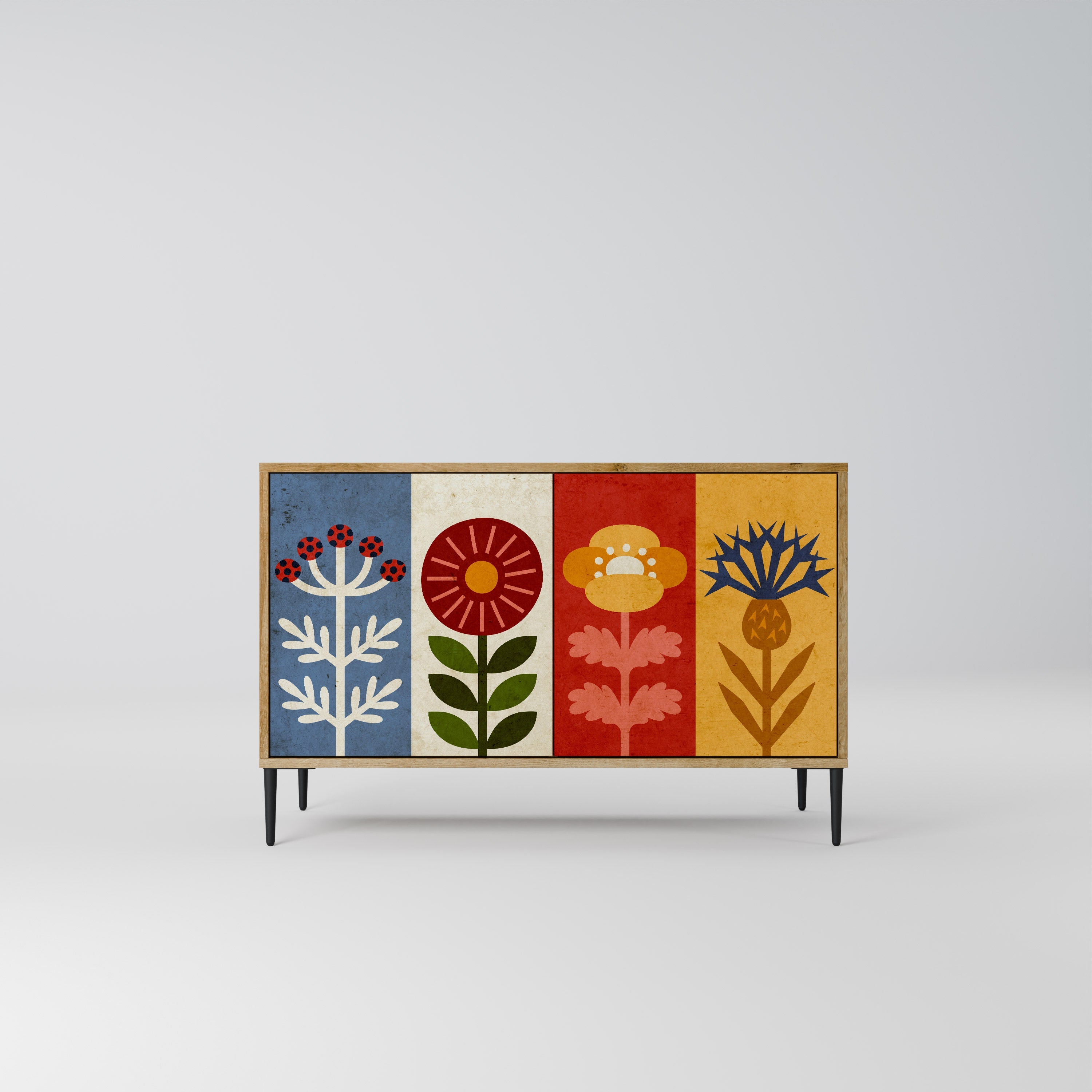 SCANDIC FLOWERET Sideboard mit 2 Türen in Eichenoptik