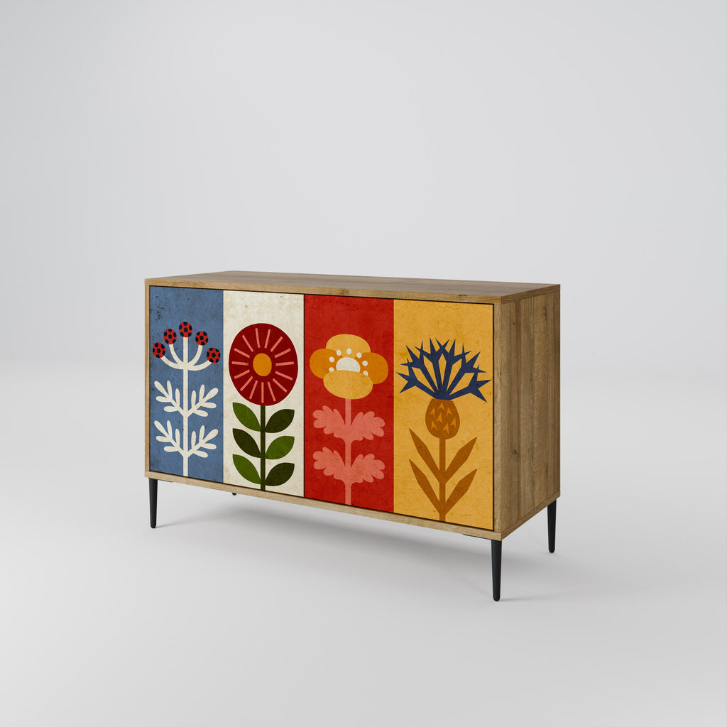 SCANDIC FLOWERET Sideboard mit 2 Türen in Eichenoptik