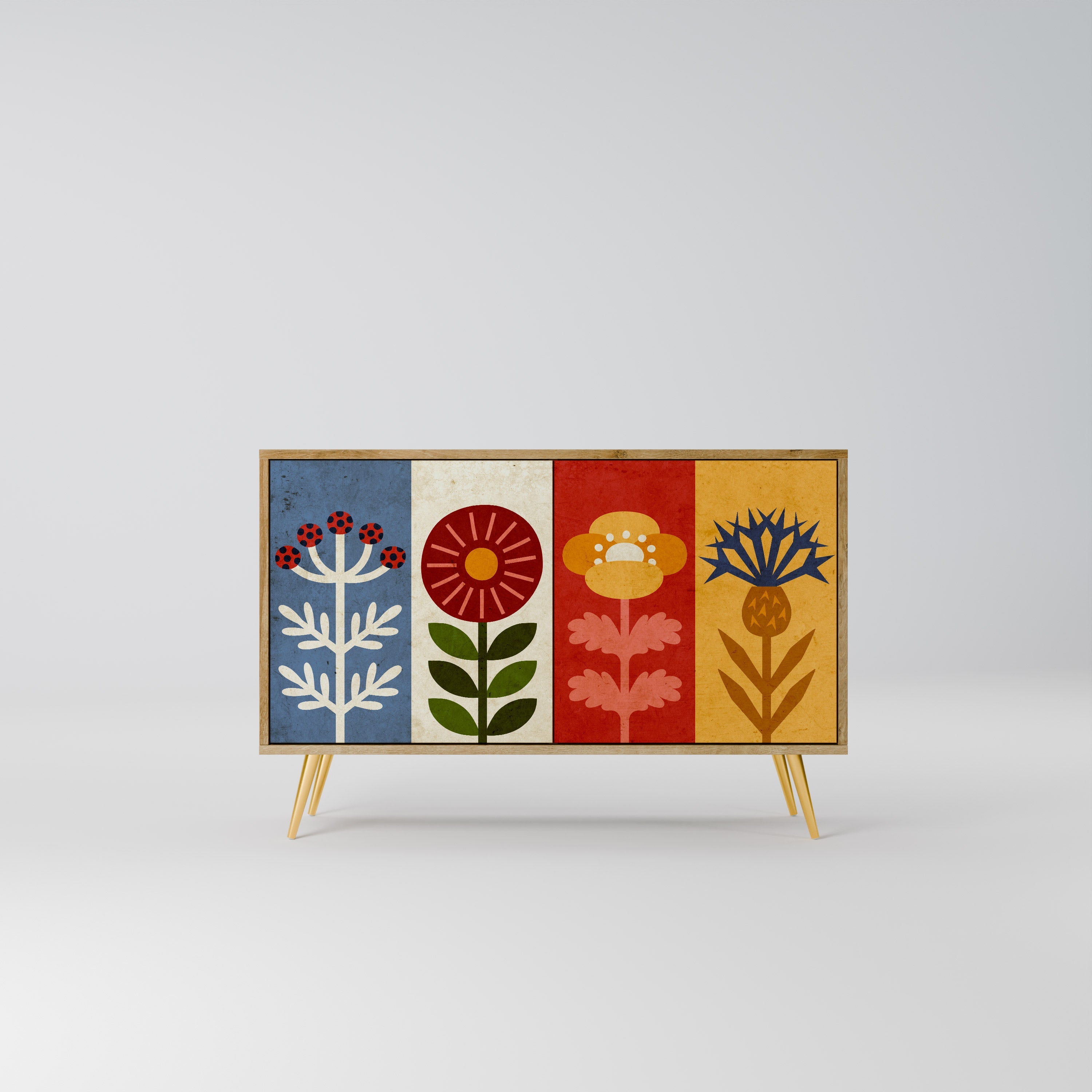 SCANDIC FLOWERET Sideboard mit 2 Türen in Eichenoptik