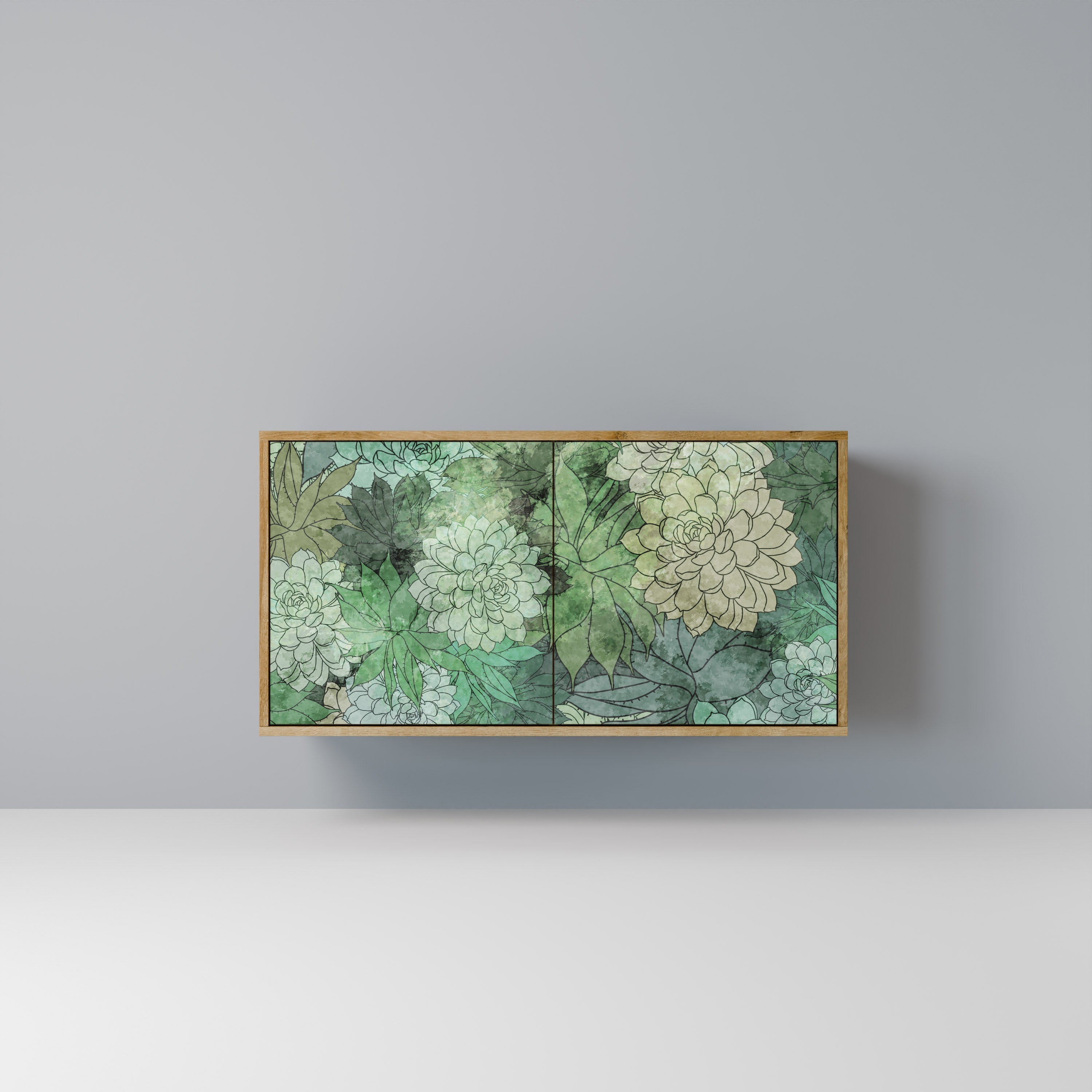 SUCCULENT CLUSTER Sideboard mit 2 Türen in Eichenoptik
