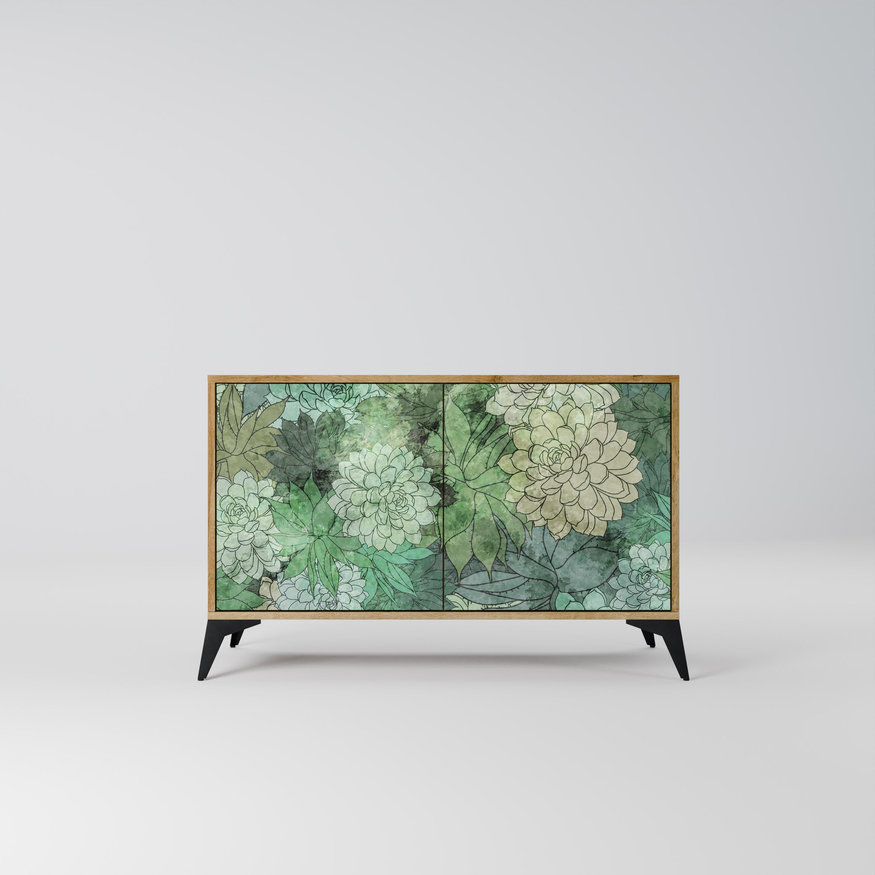 SUCCULENT CLUSTER Sideboard mit 2 Türen in Eichenoptik