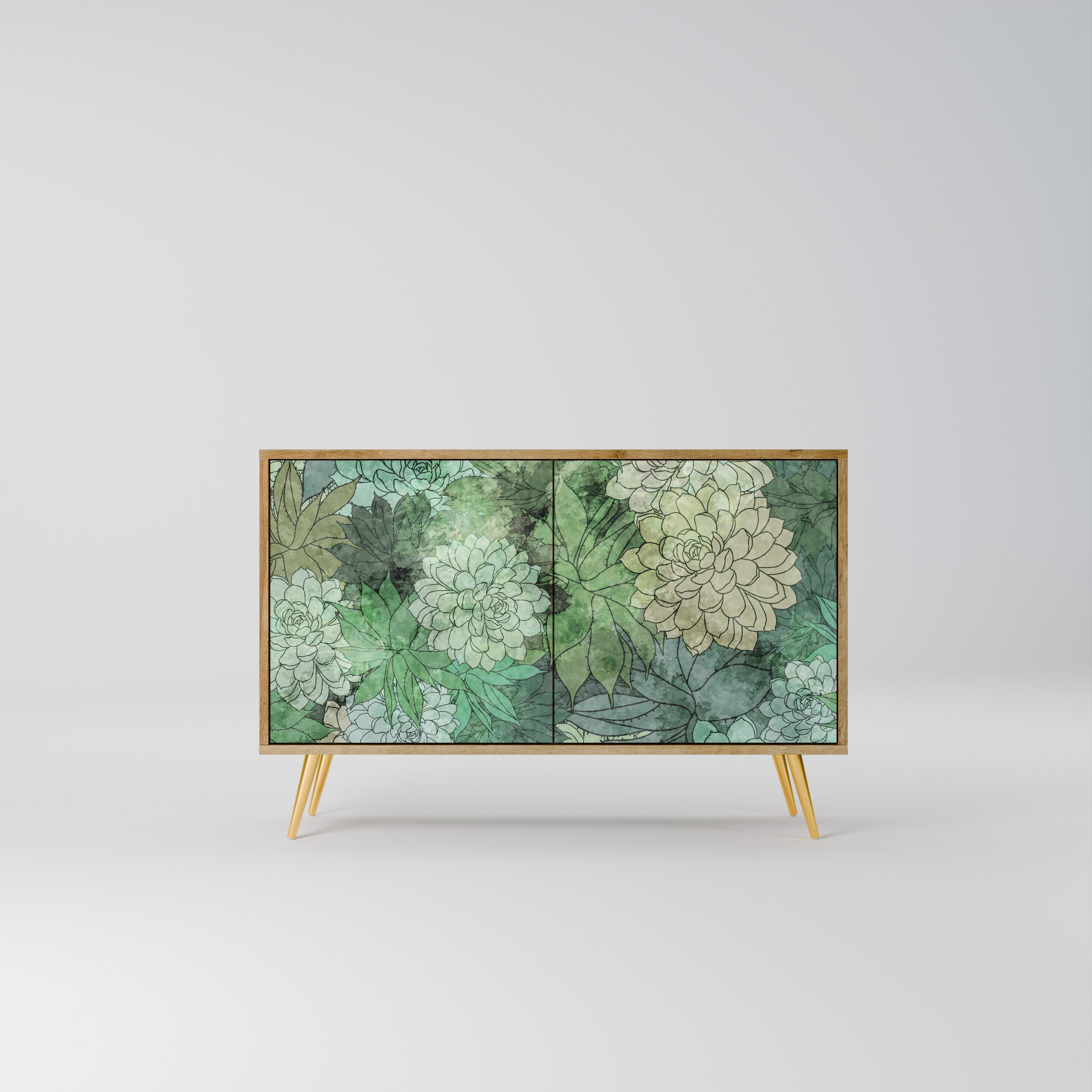 SUCCULENT CLUSTER Sideboard mit 2 Türen in Eichenoptik