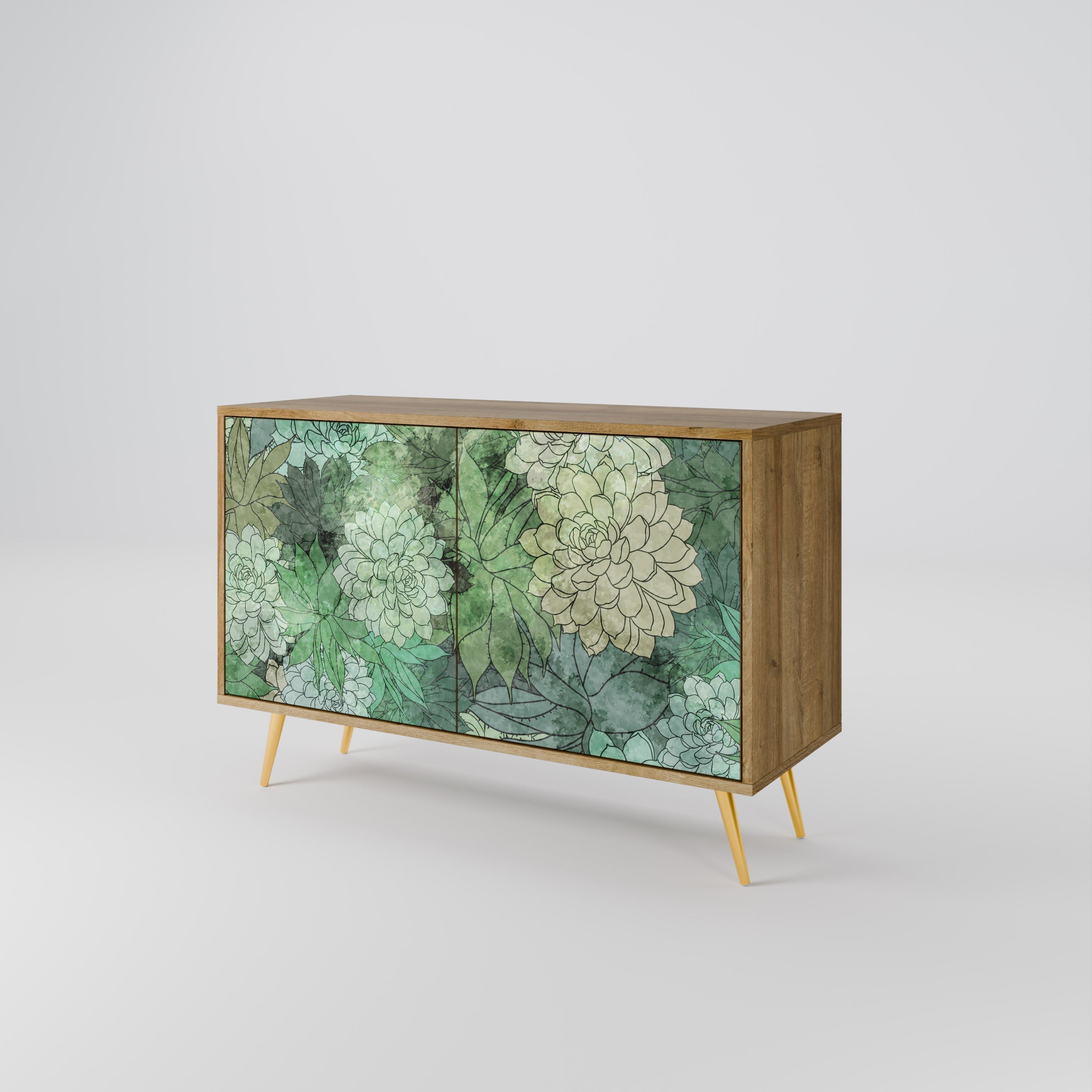 SUCCULENT CLUSTER Sideboard mit 2 Türen in Eichenoptik