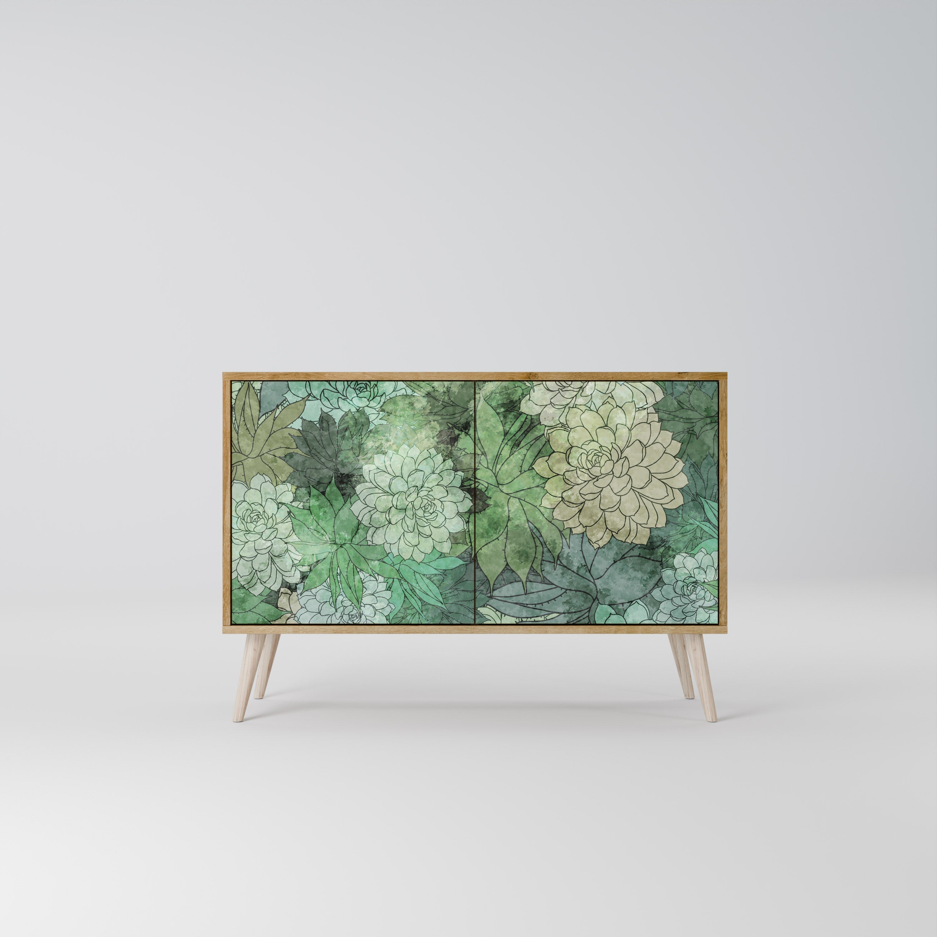 SUCCULENT CLUSTER Sideboard mit 2 Türen in Eichenoptik