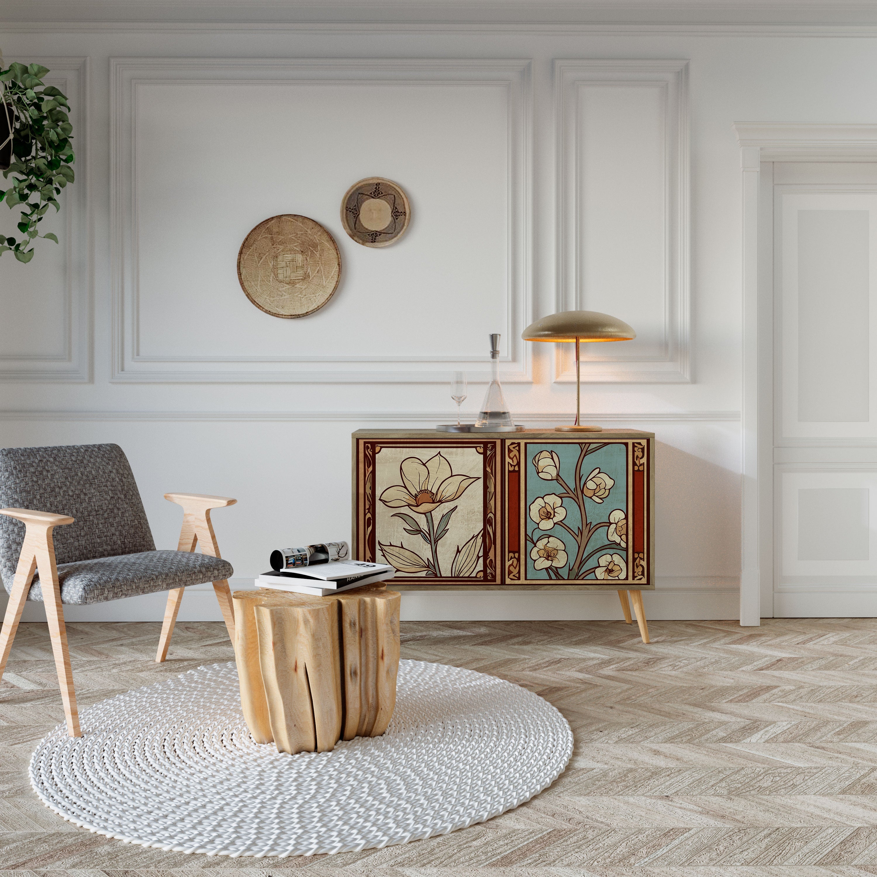 TIMELESS FLORA Sideboard mit 2 Türen in Eichenoptik