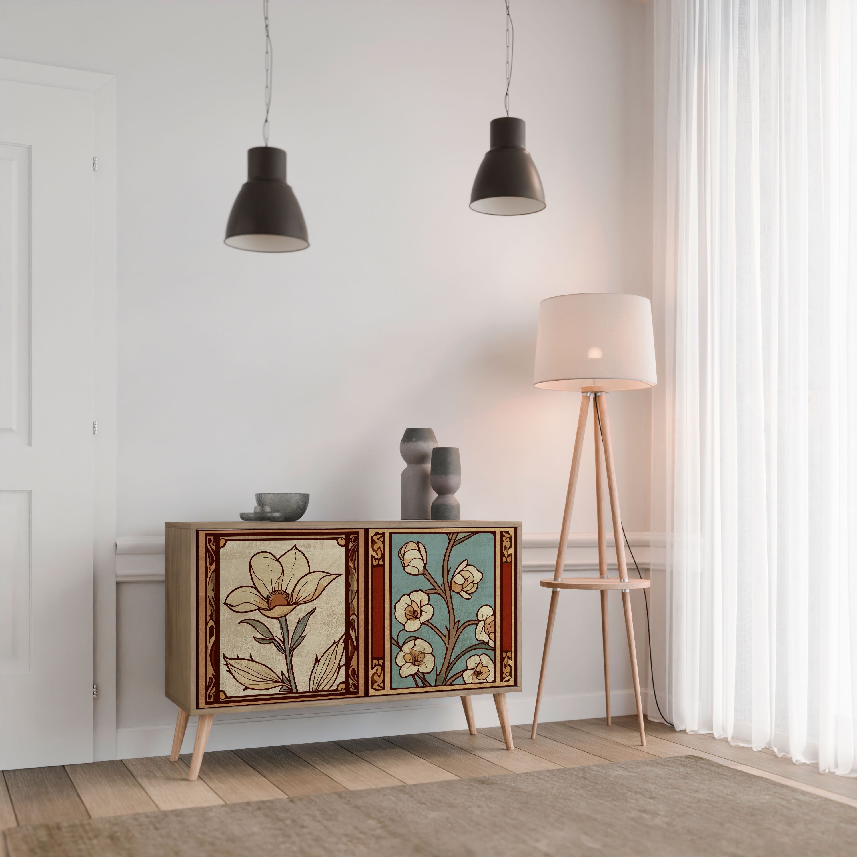 TIMELESS FLORA Sideboard mit 2 Türen in Eichenoptik