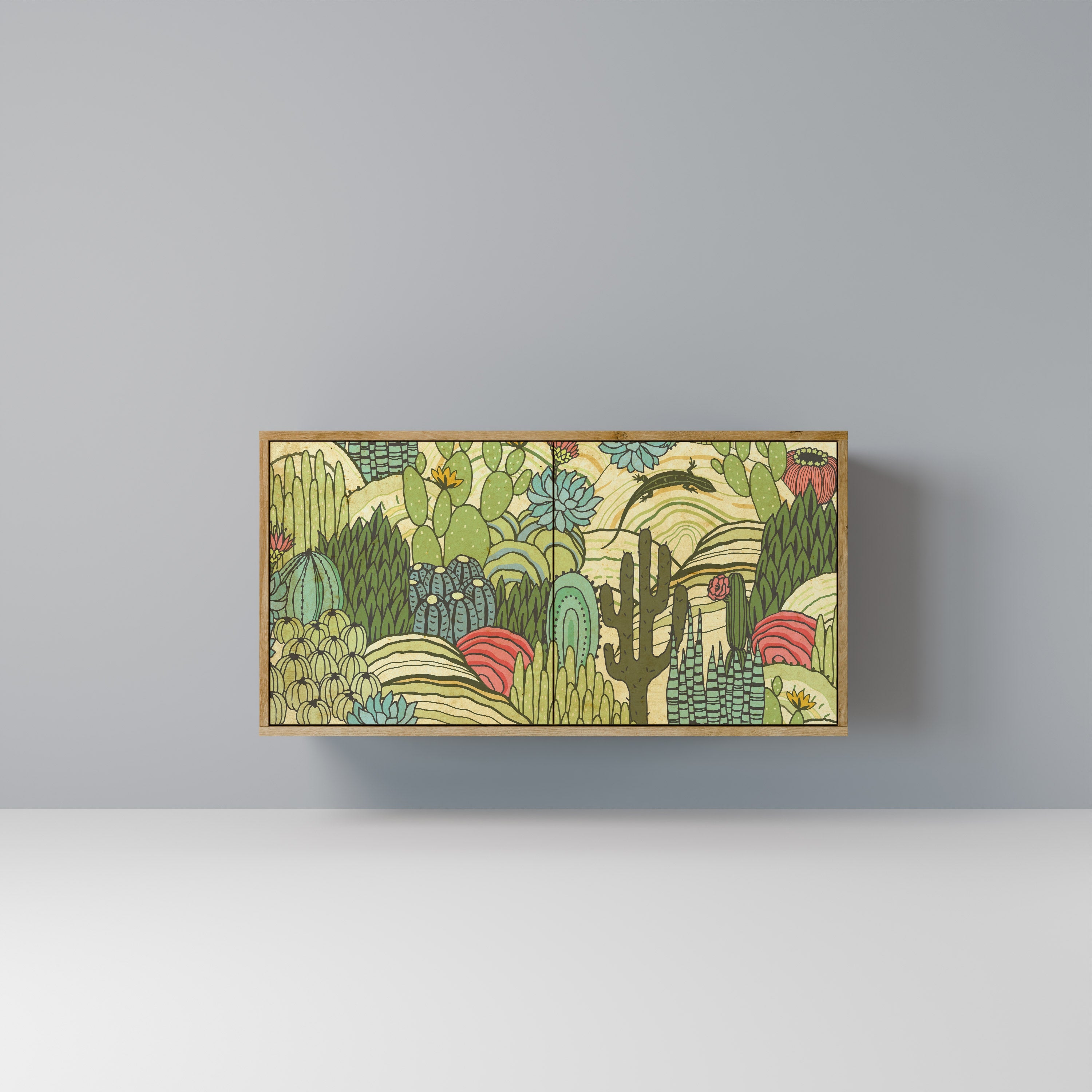 SUCCULENTS KALEIDOSCOPE Sideboard mit 2 Türen in Eichenoptik