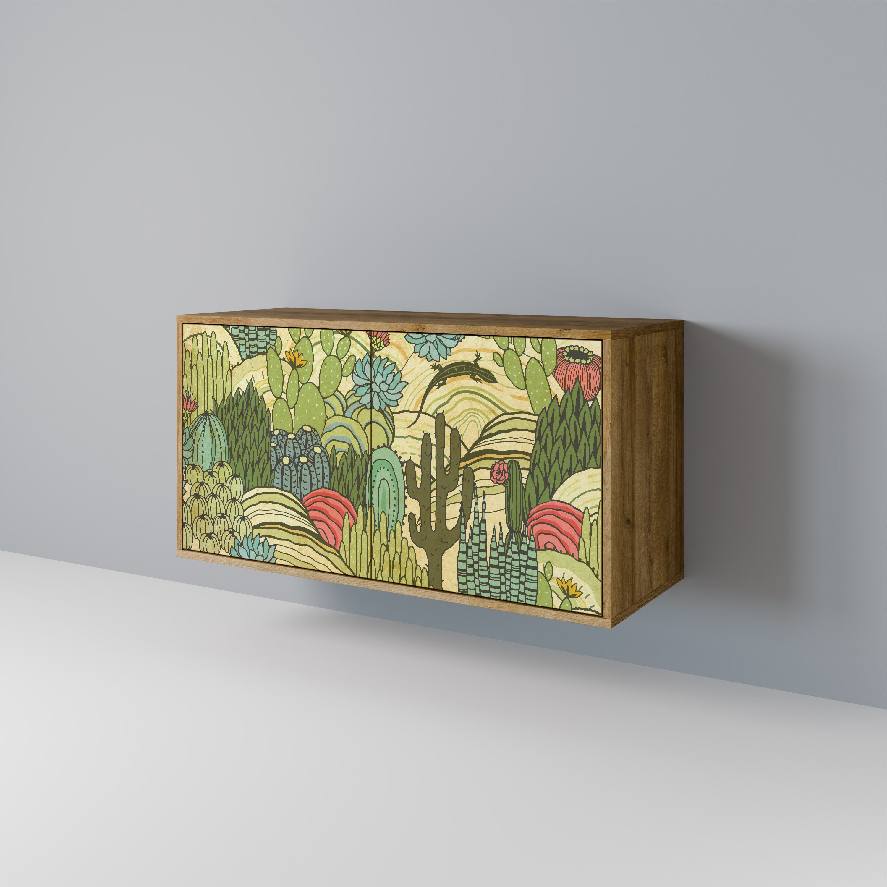 SUCCULENTS KALEIDOSCOPE Sideboard mit 2 Türen in Eichenoptik