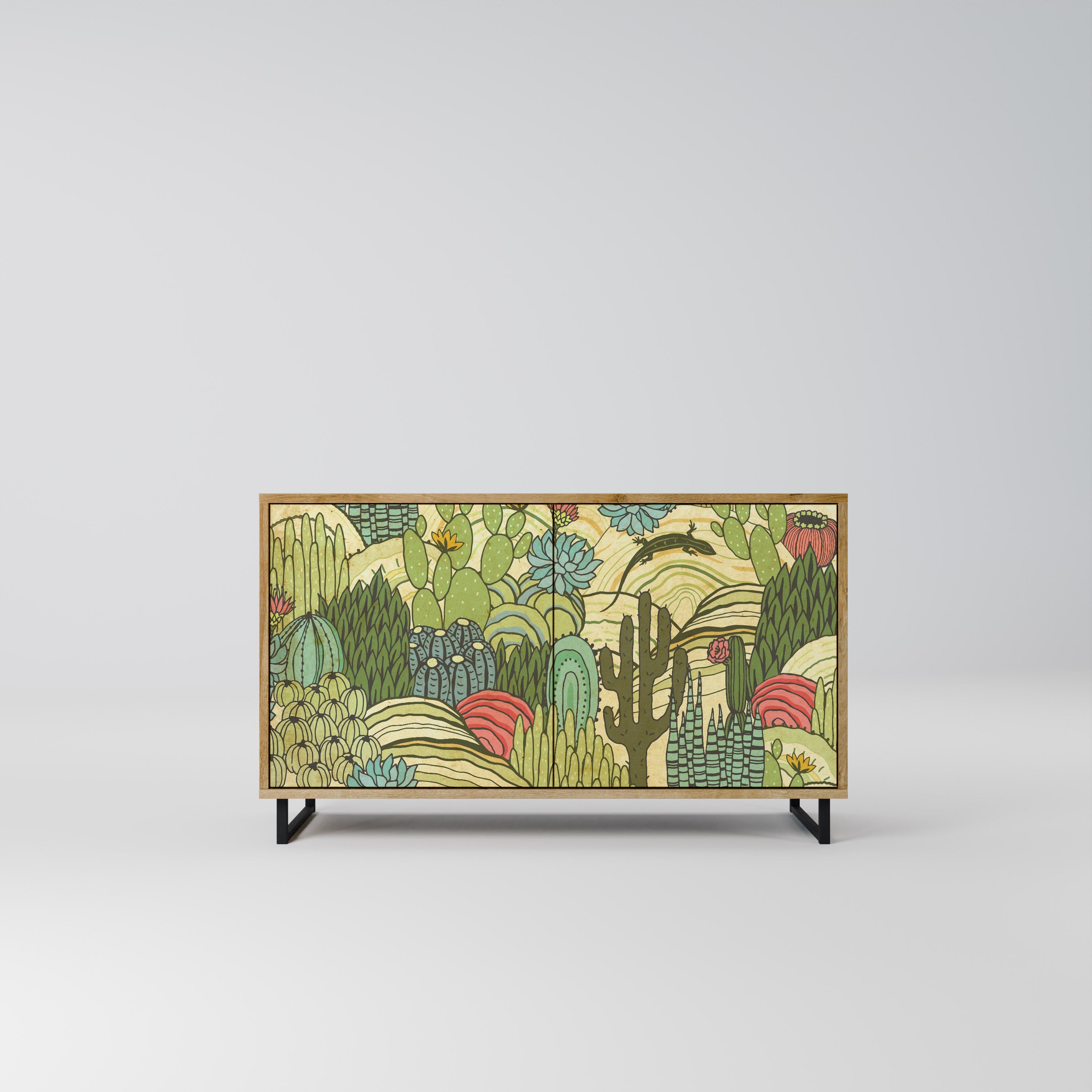SUCCULENTS KALEIDOSCOPE Sideboard mit 2 Türen in Eichenoptik