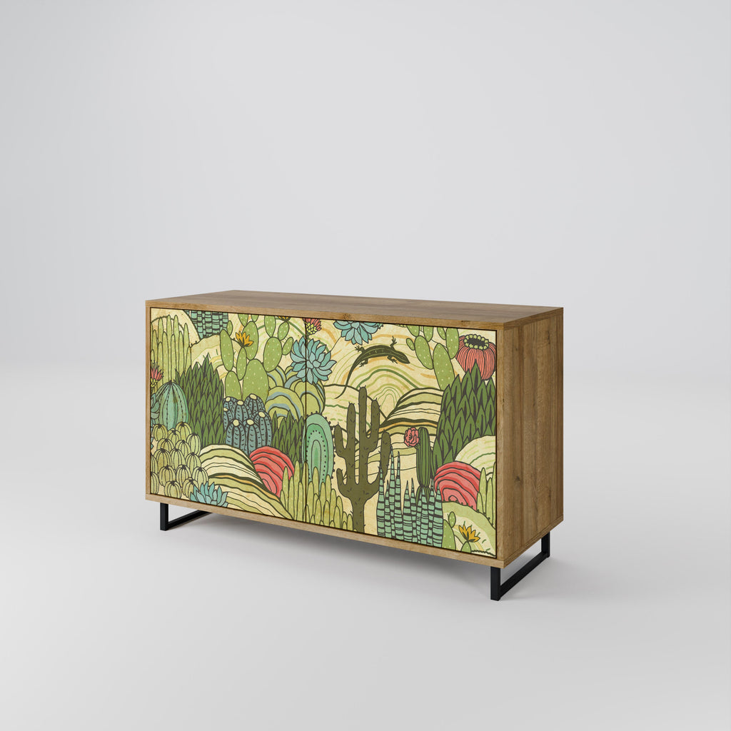 SUCCULENTS KALEIDOSCOPE Sideboard mit 2 Türen in Eichenoptik