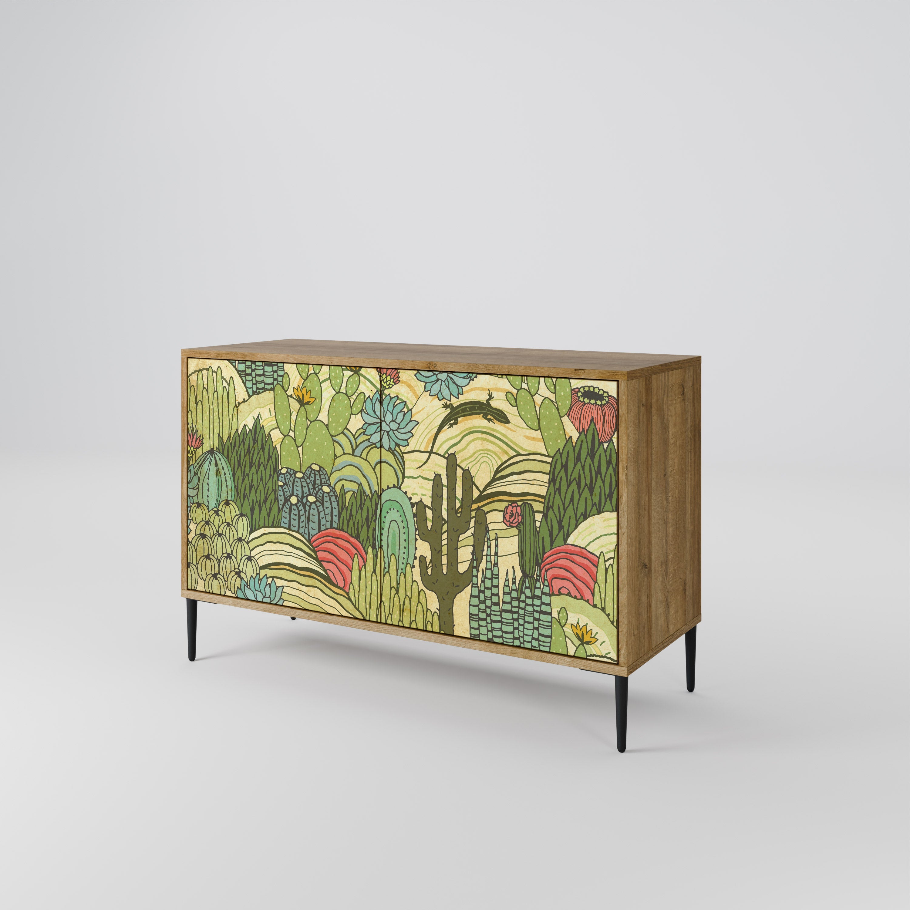 SUCCULENTS KALEIDOSCOPE Sideboard mit 2 Türen in Eichenoptik