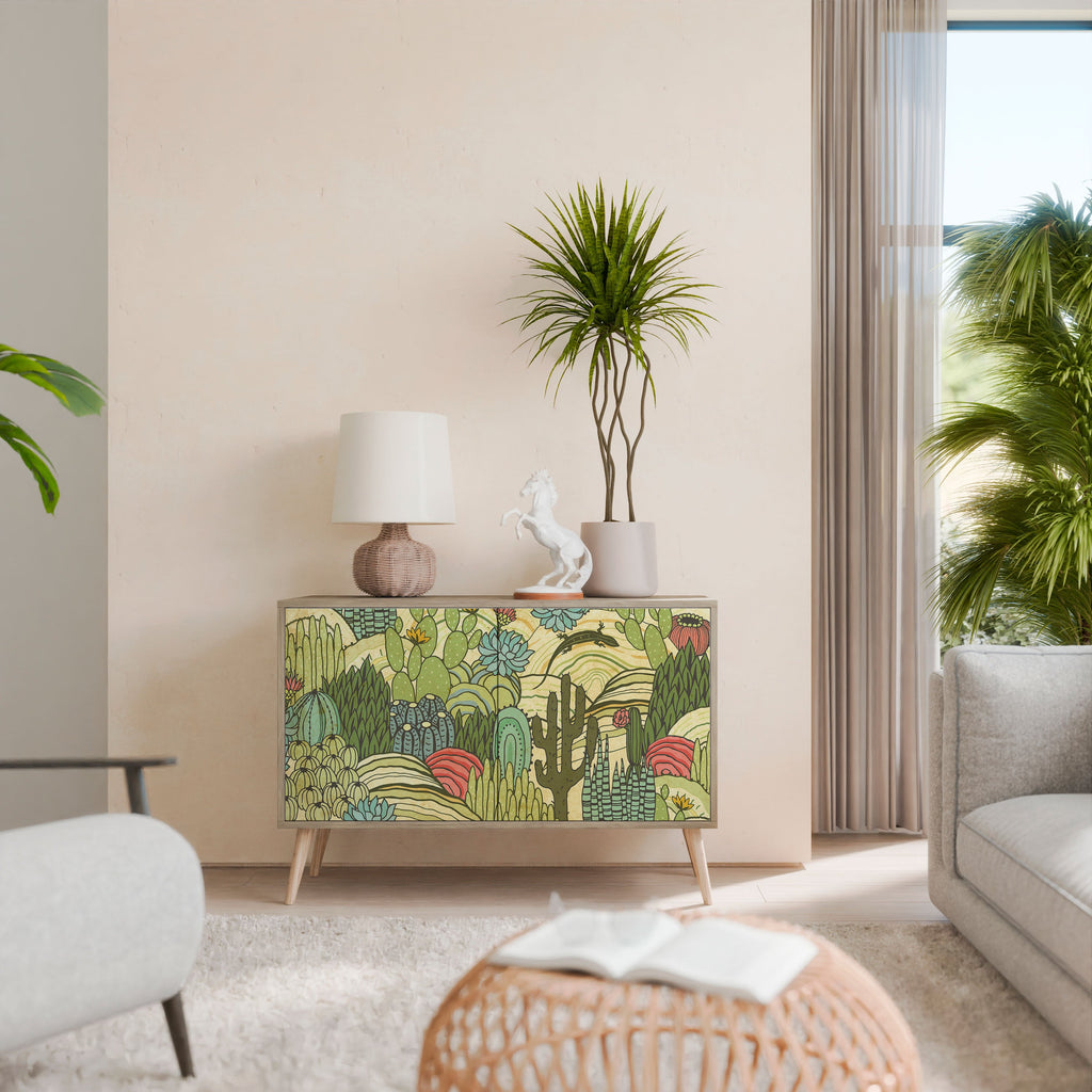 SUCCULENTS KALEIDOSCOPE Sideboard mit 2 Türen in Eichenoptik