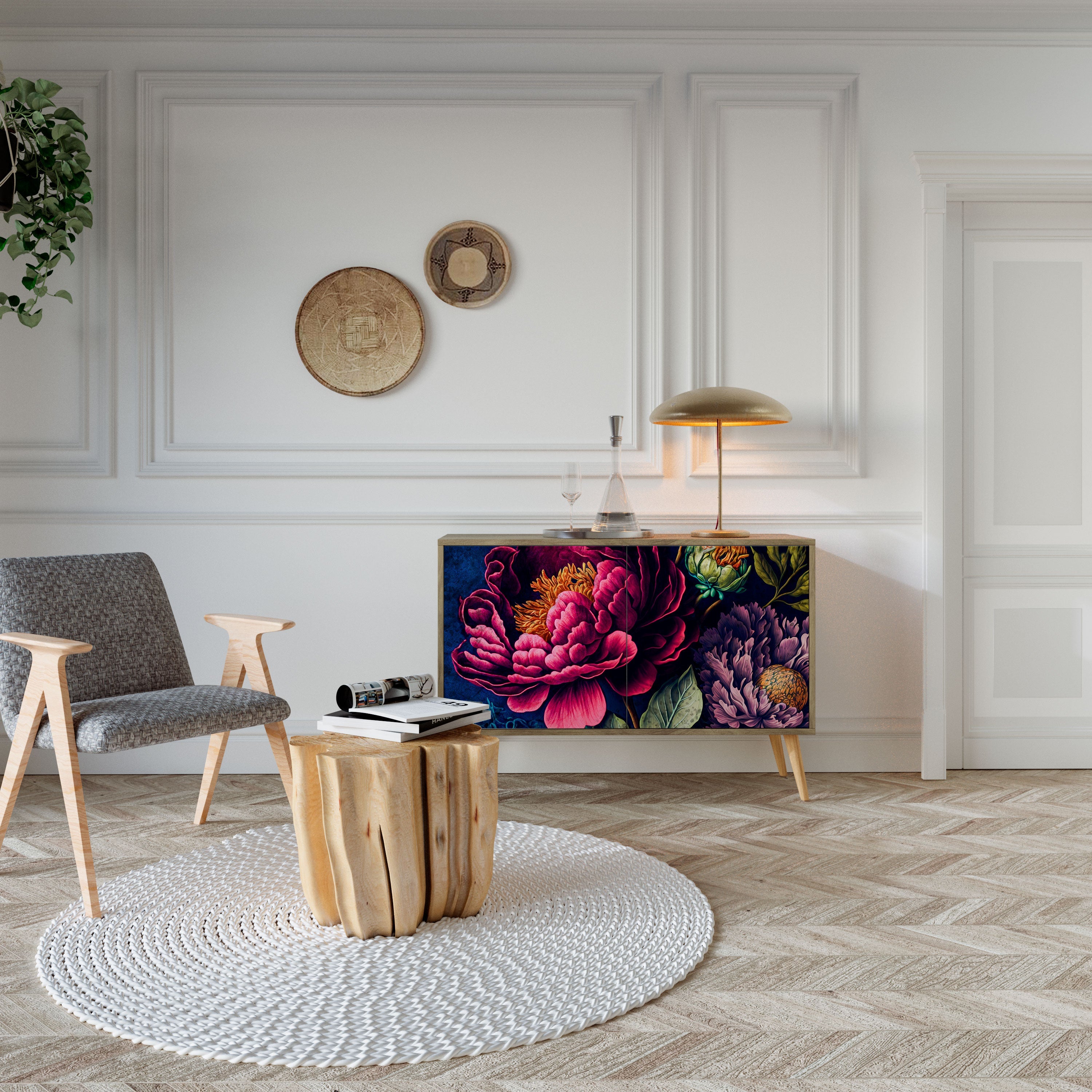 BLOOMING ELEGANCE Sideboard mit 2 Türen in Eichenoptik