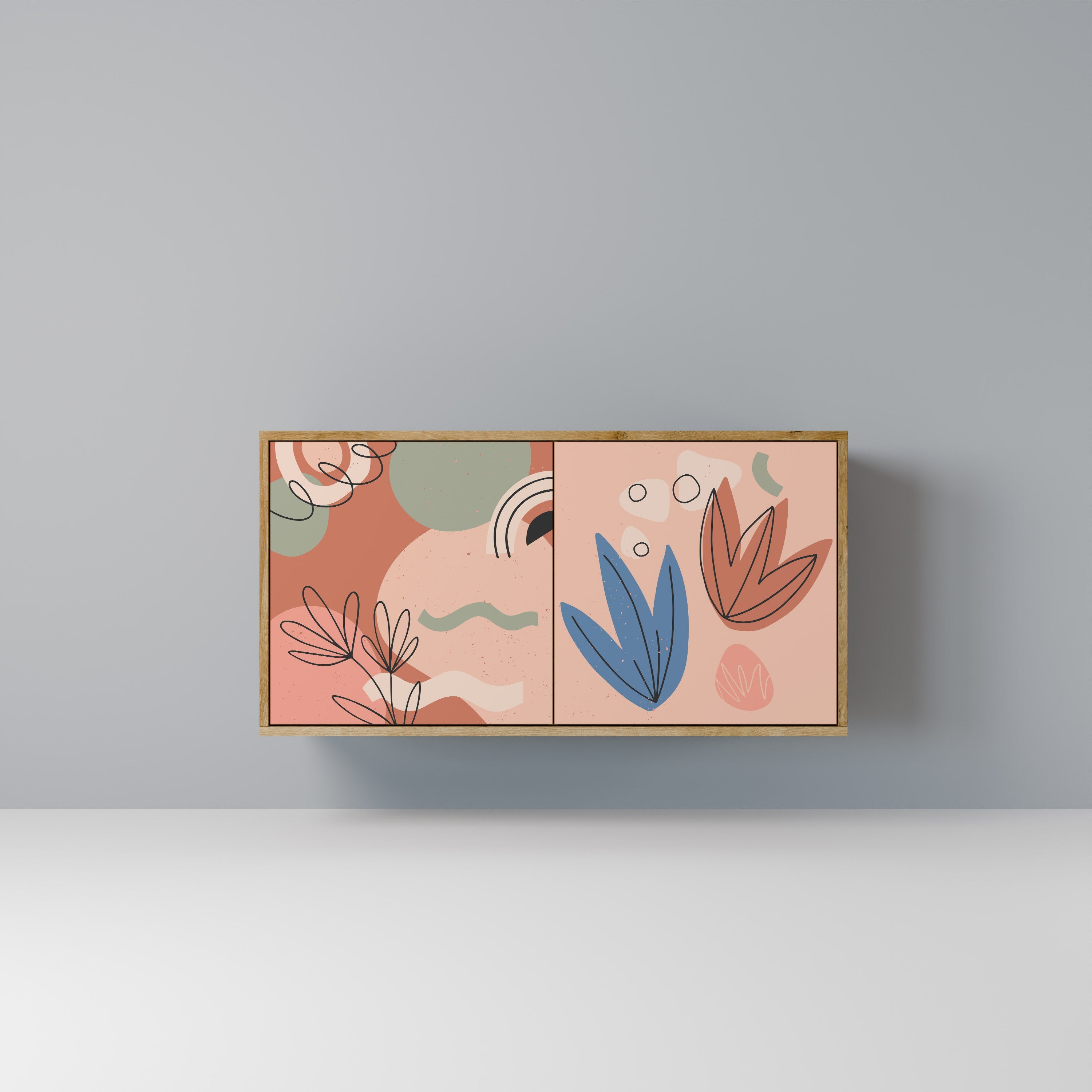 PASTEL DESTINY Sideboard mit 2 Türen in Eichenoptik