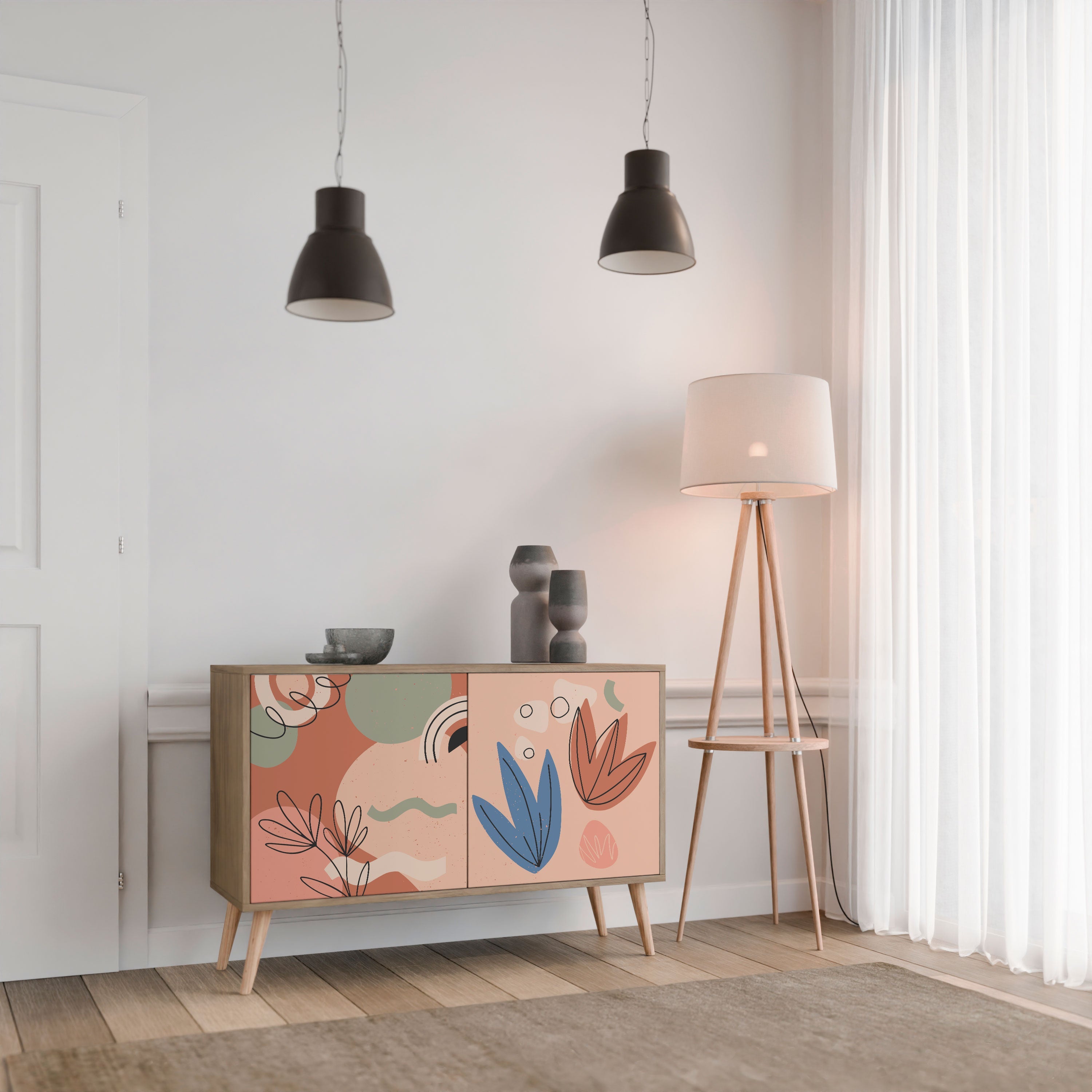 PASTEL DESTINY Sideboard mit 2 Türen in Eichenoptik