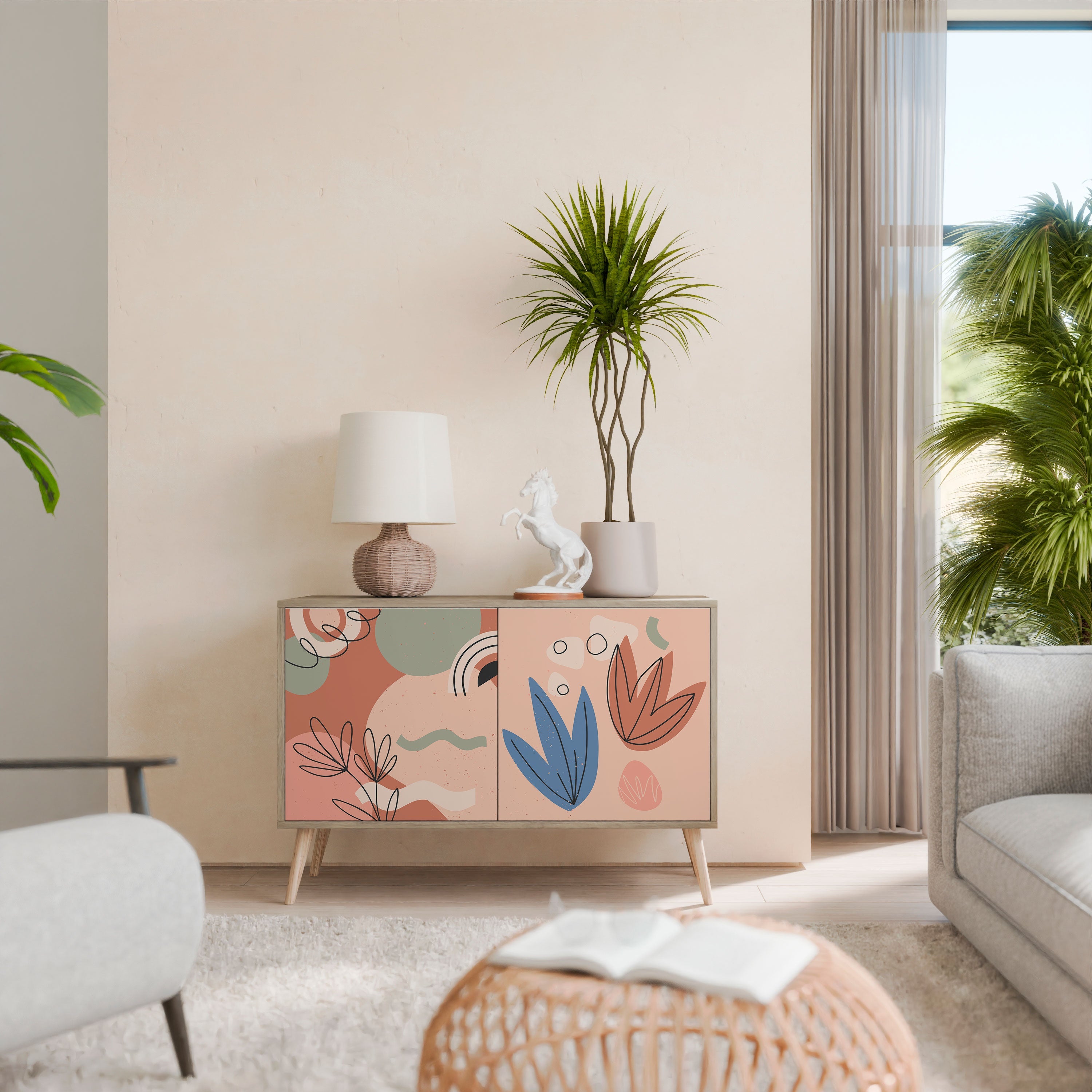 PASTEL DESTINY Sideboard mit 2 Türen in Eichenoptik