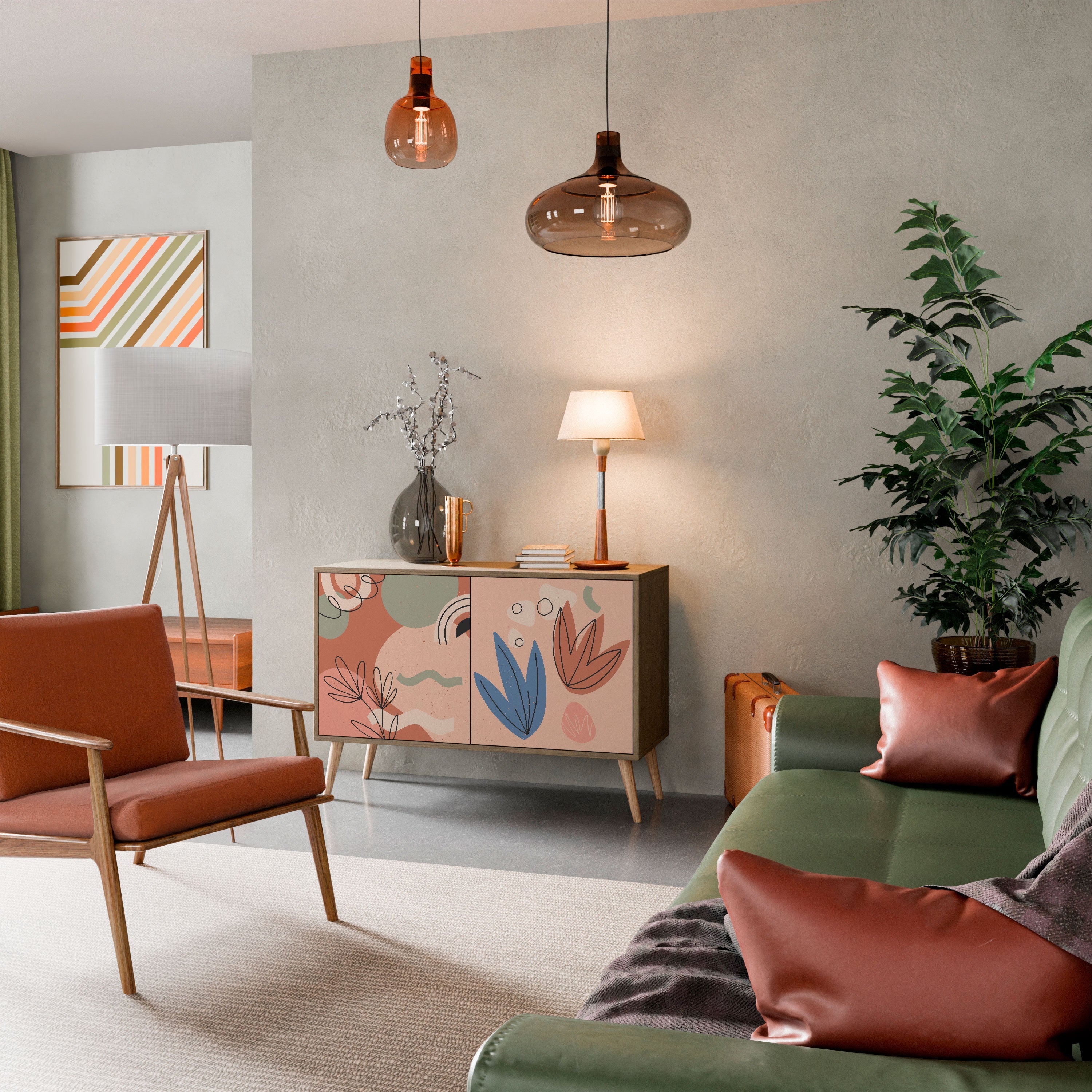 PASTEL DESTINY Sideboard mit 2 Türen in Eichenoptik