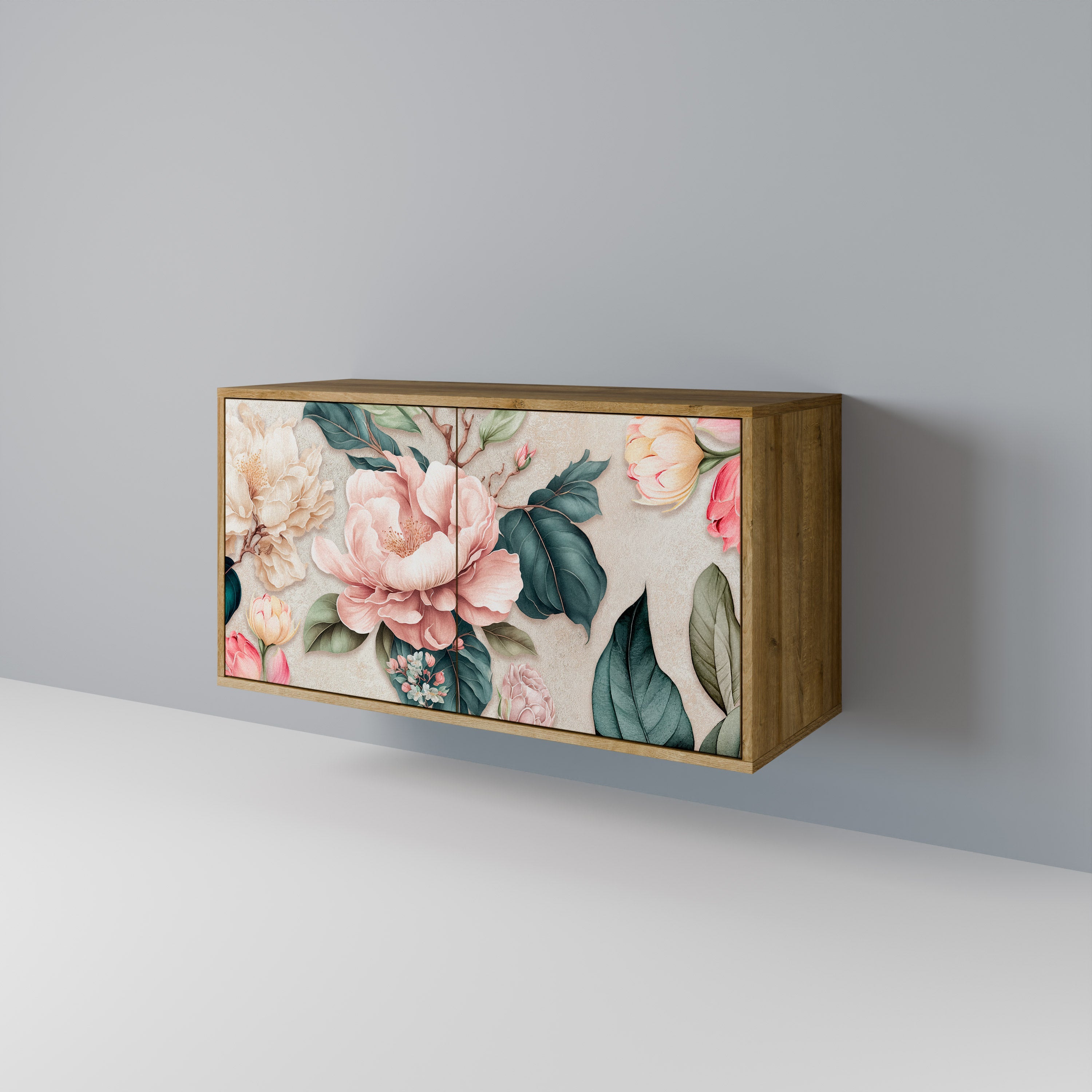FLORAL GRACE Sideboard mit 2 Türen in Eichenoptik