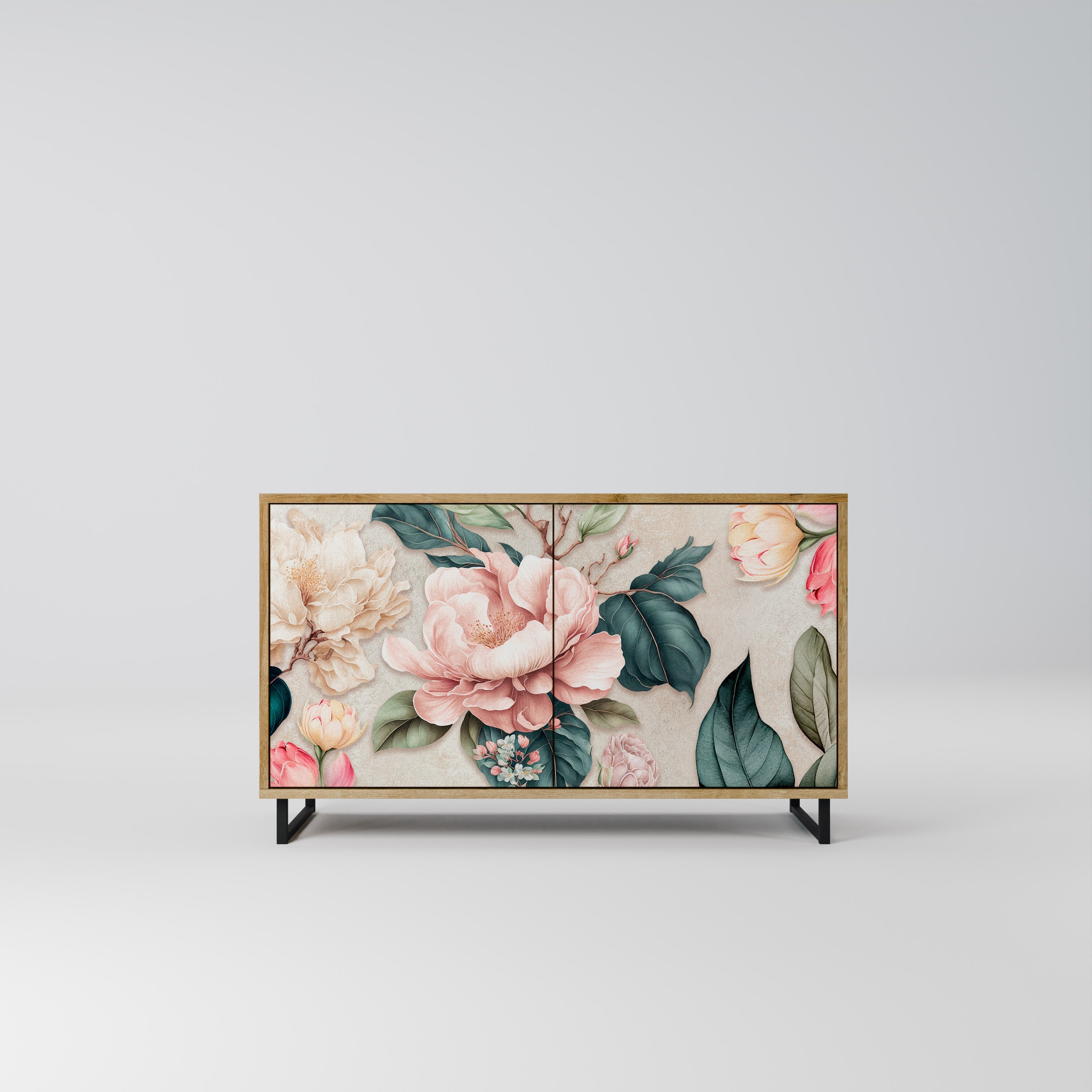 FLORAL GRACE Sideboard mit 2 Türen in Eichenoptik